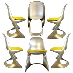 Limited Edition, Set of Six Metallic Ostergaard Space Age Chairs, 1970