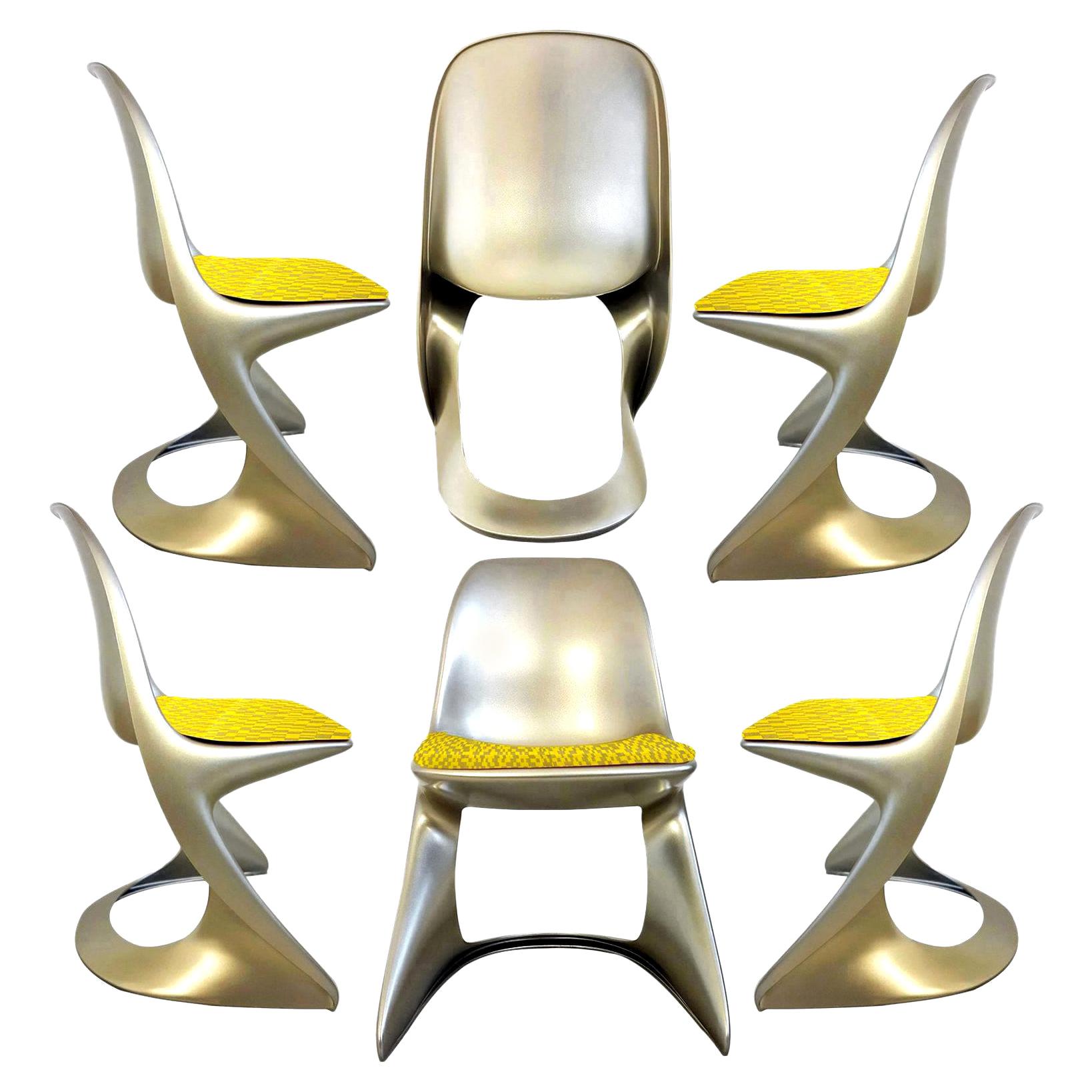 Limited Edition, Set of Six Metallic Ostergaard Space Age Chairs, 1970 For Sale