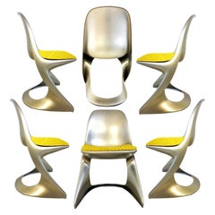 Vintage Limited Edition, Set of Six Metallic Ostergaard Space Age Chairs, 1970