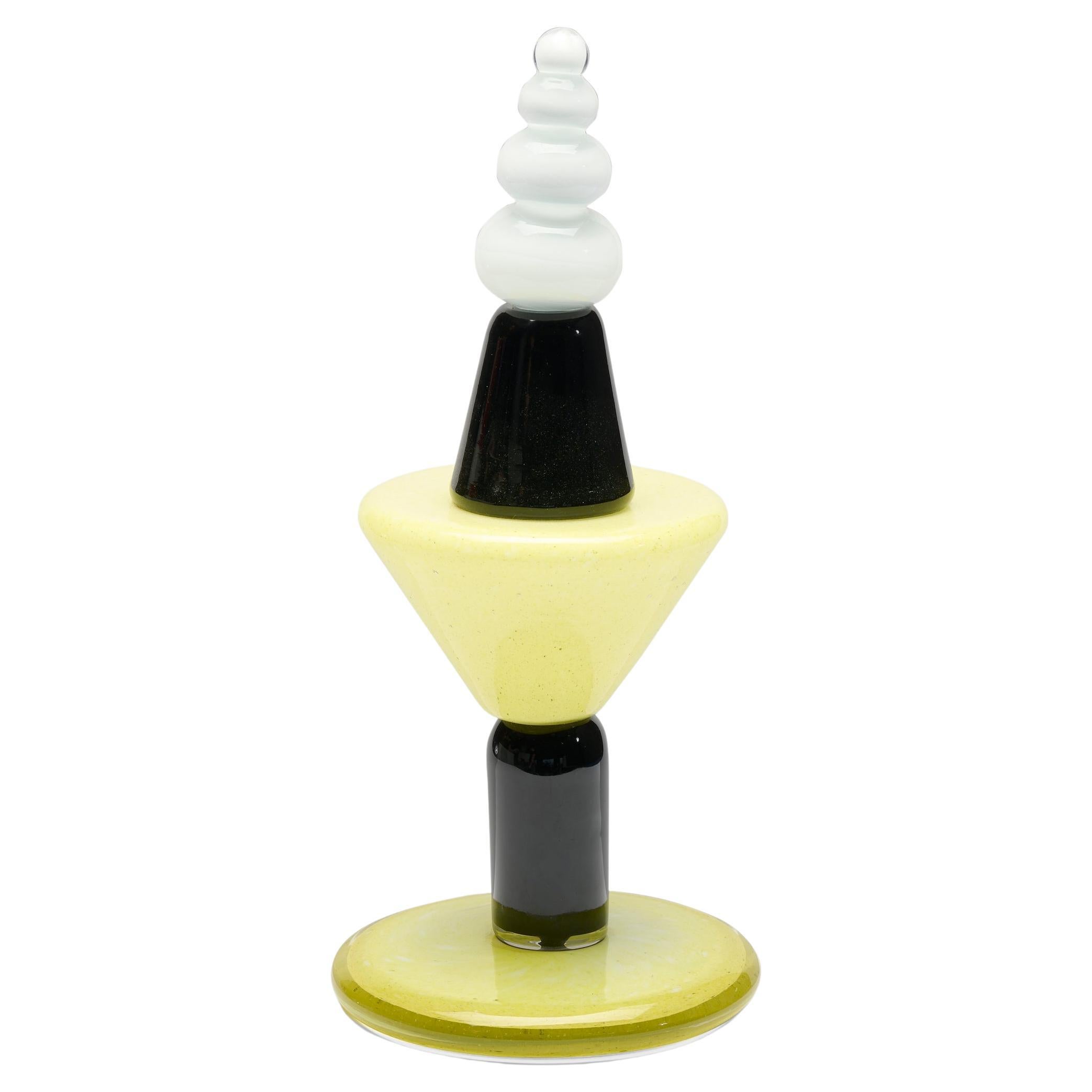 Scultura e vaso in vetro di Peter Shire in edizione limitata, firmata e datata, circa 1990