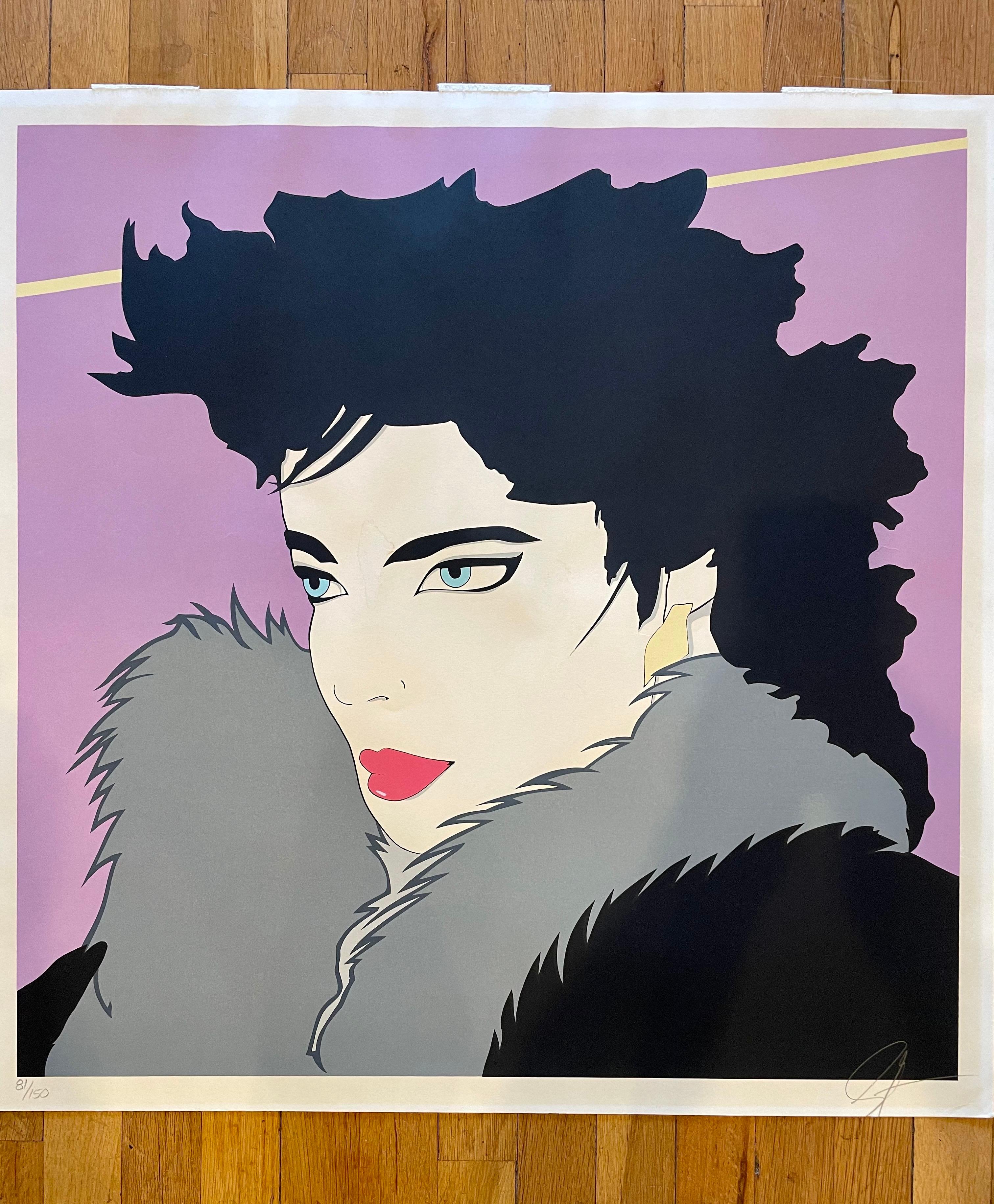 Limited edition serigraph (silkscreen) in the style of Patrick Nagel published by Mirage Editions, Santa Monica, CA, circa the early 1980s.

Patrick Nagel was an American artist who did work for Playboy magazine throughout the 1980s. He created