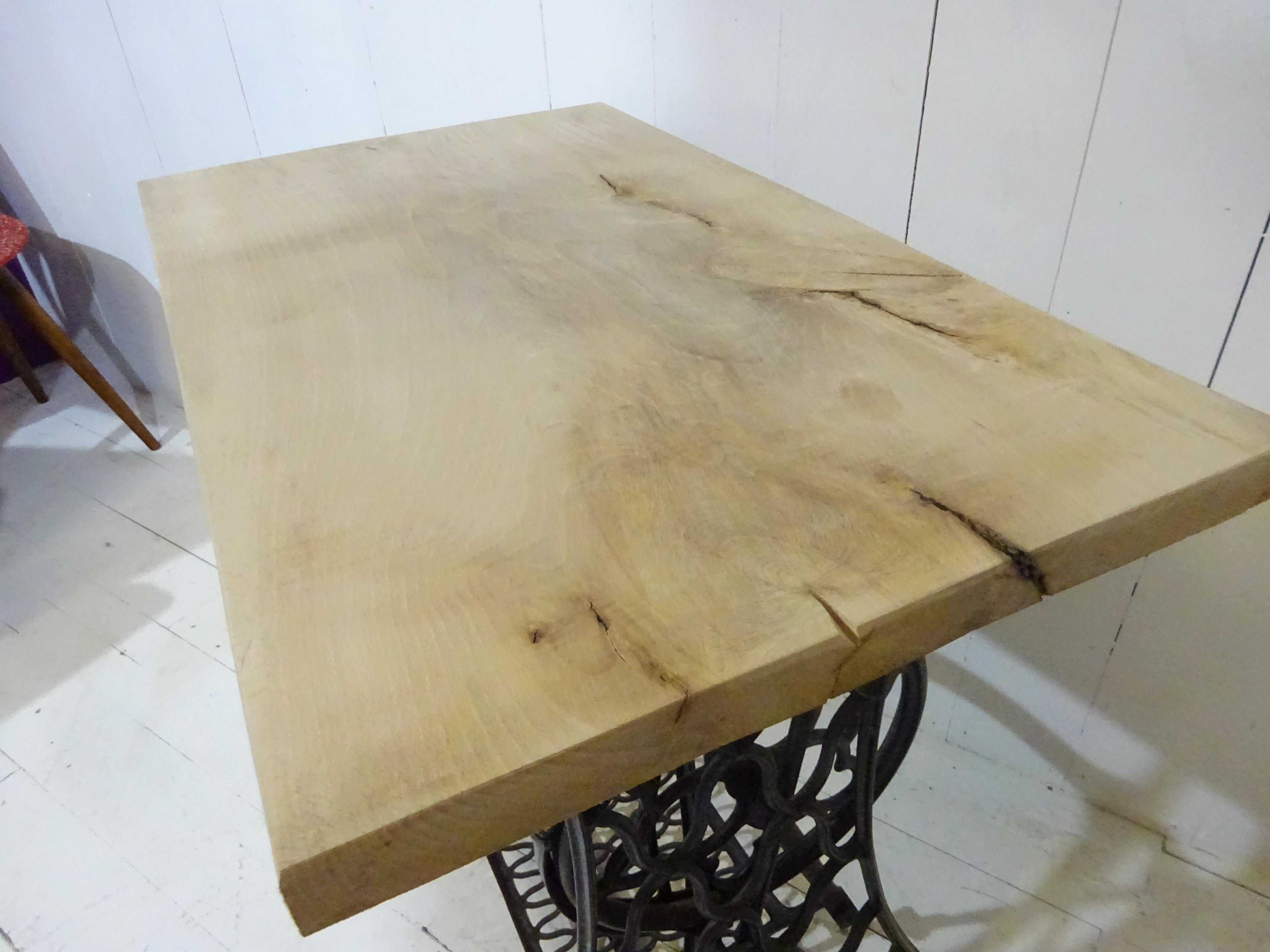 Limited Edition Singer Side Table with Aged Beech Slab Top  10