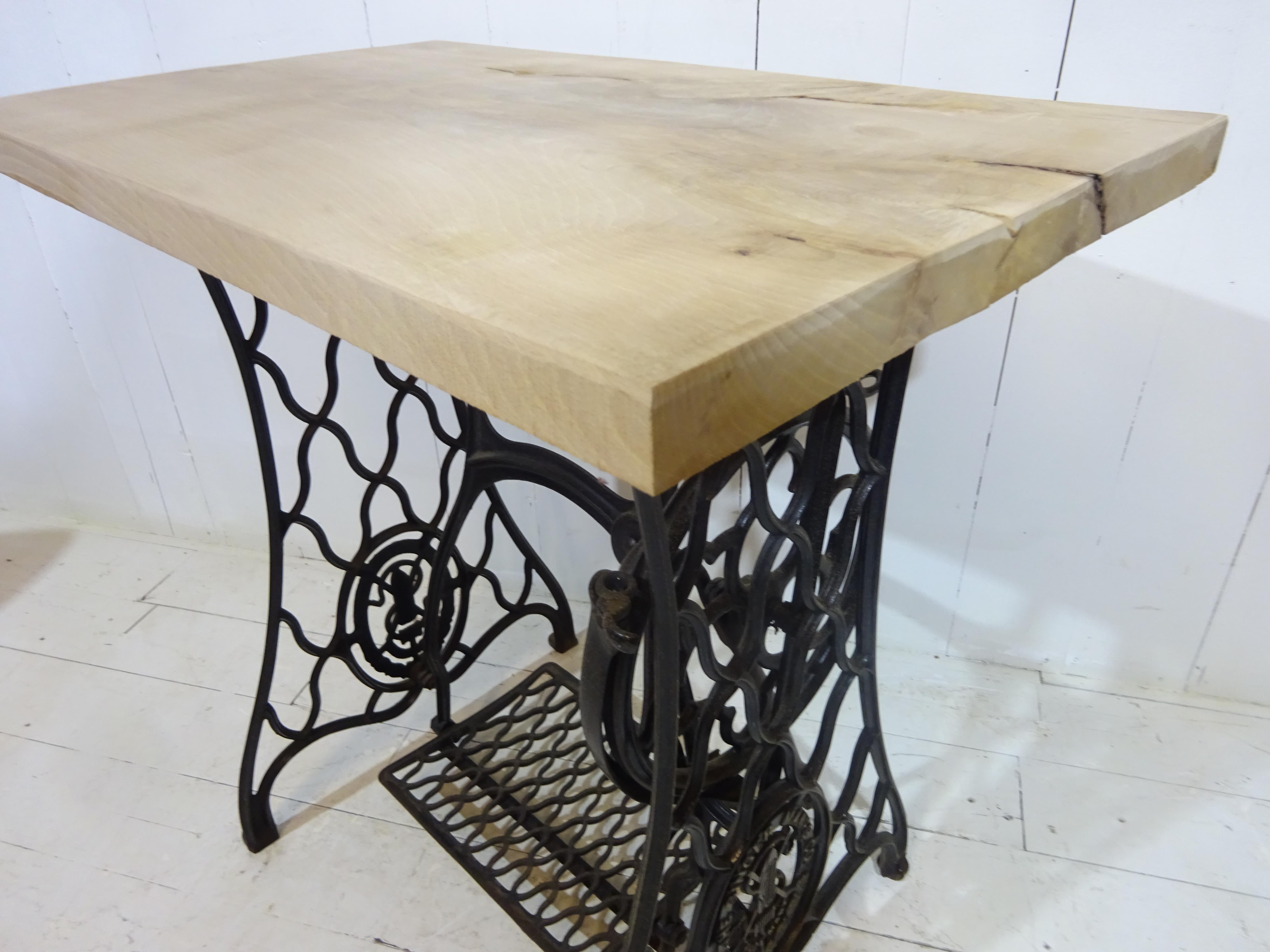Limited Edition Singer Side Table with Aged Beech Slab Top  11