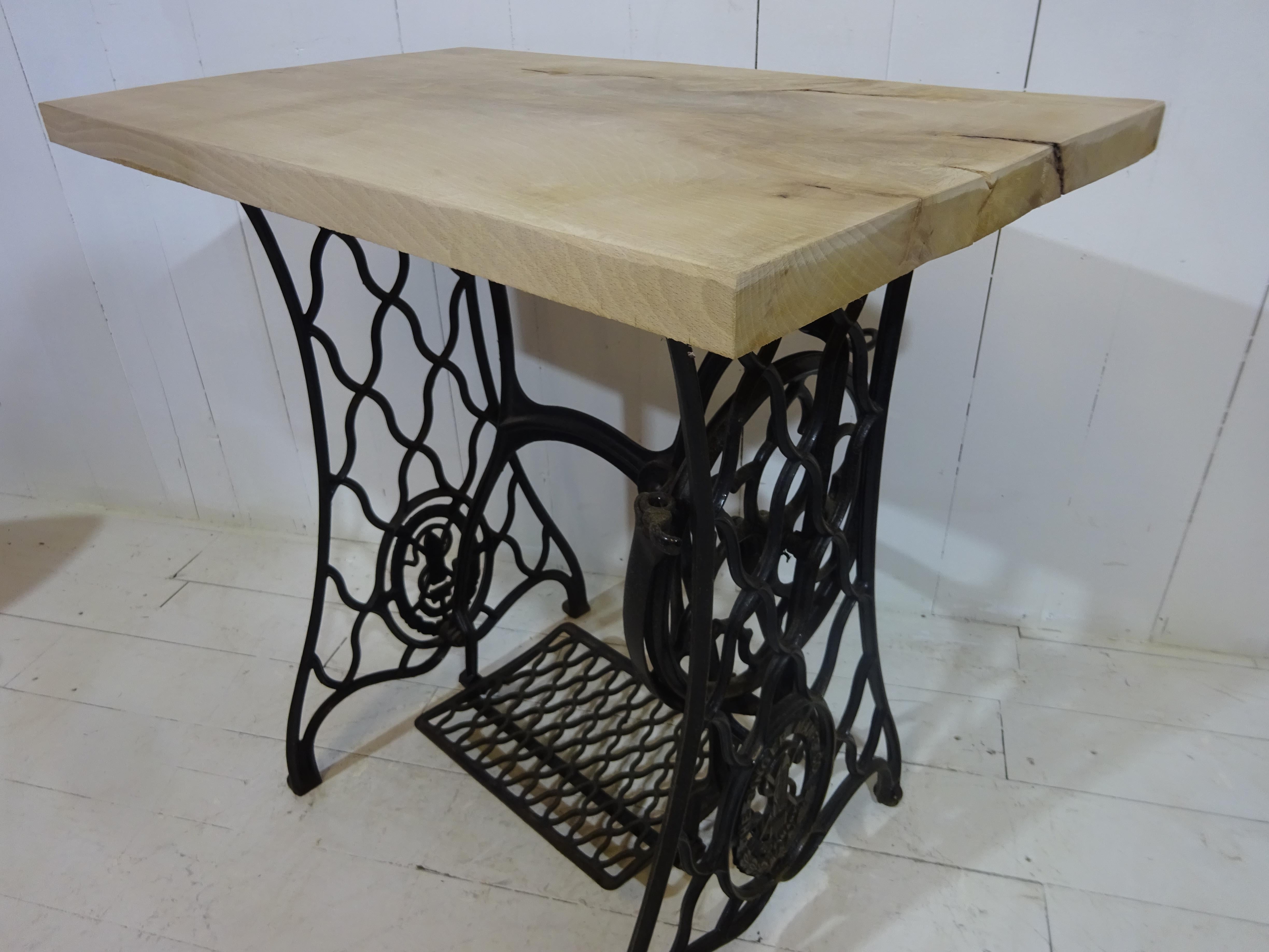 Limited Edition Singer Side Table with Aged Beech Slab Top  12