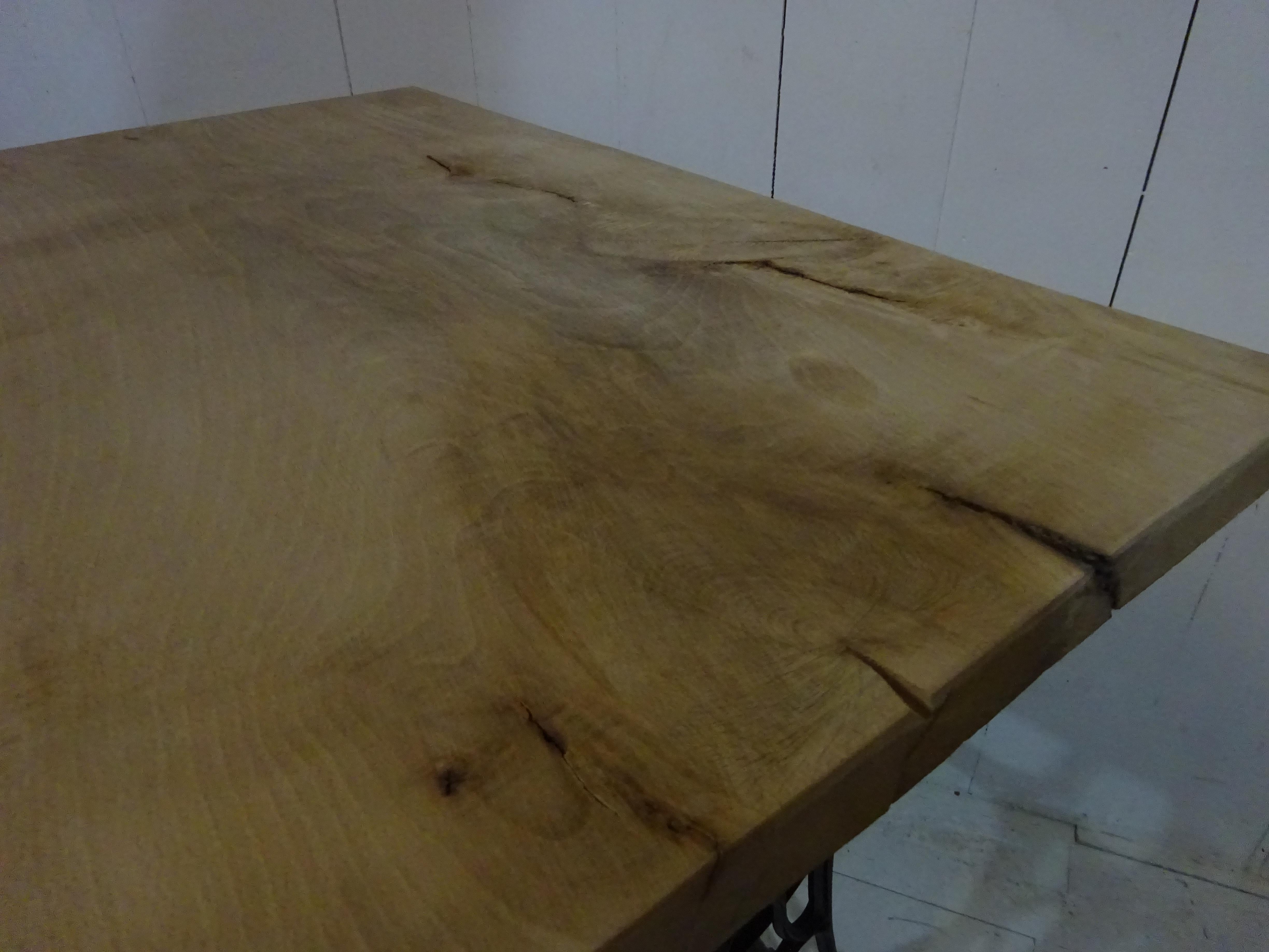 Limited Edition Singer Side Table with Aged Beech Slab Top  In Good Condition In Tarleton, GB