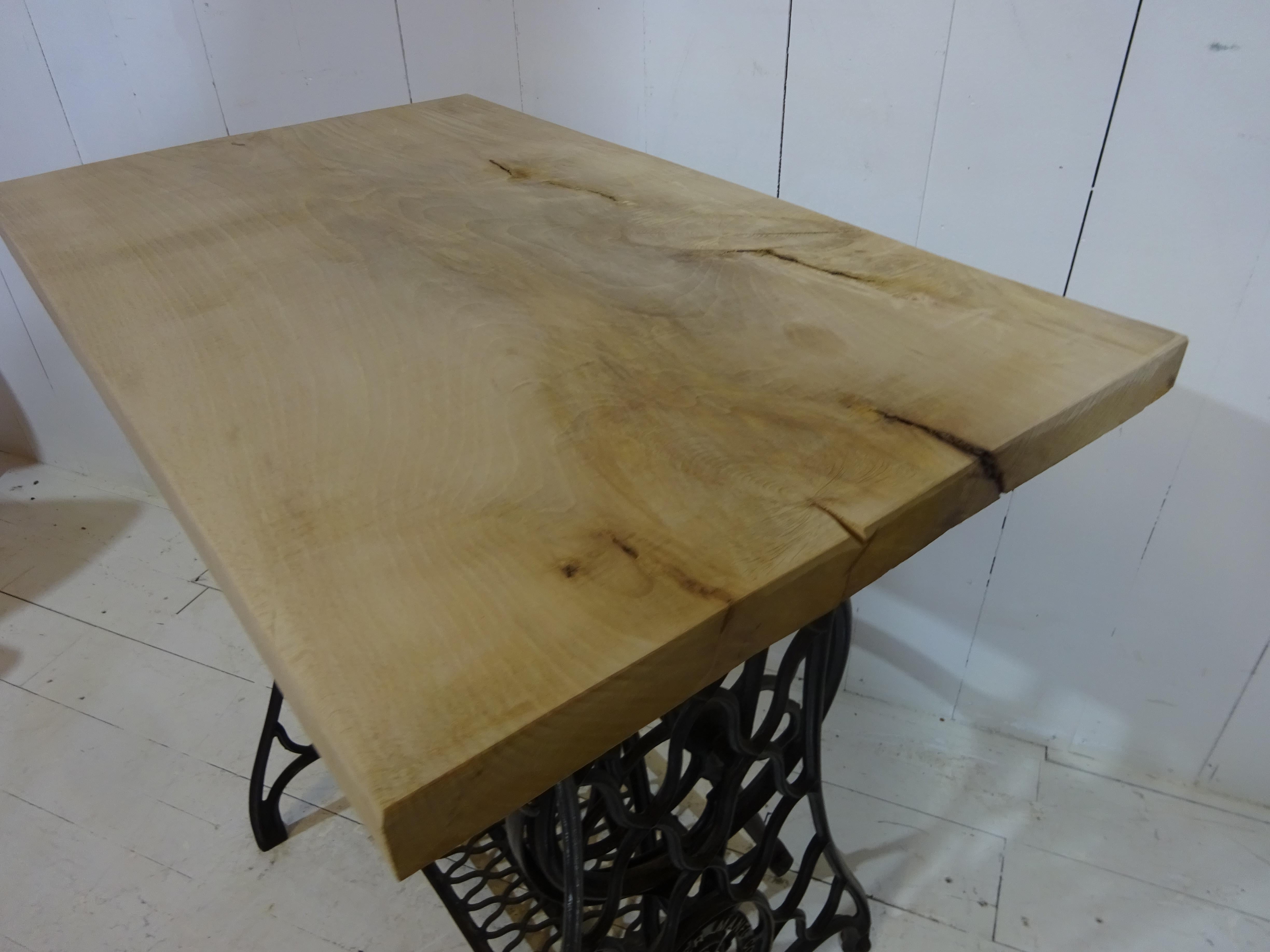 Limited Edition Singer Side Table with Aged Beech Slab Top  1
