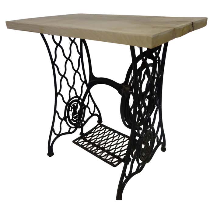 Limited Edition Singer Side Table with Aged Beech Slab Top at 1stDibs