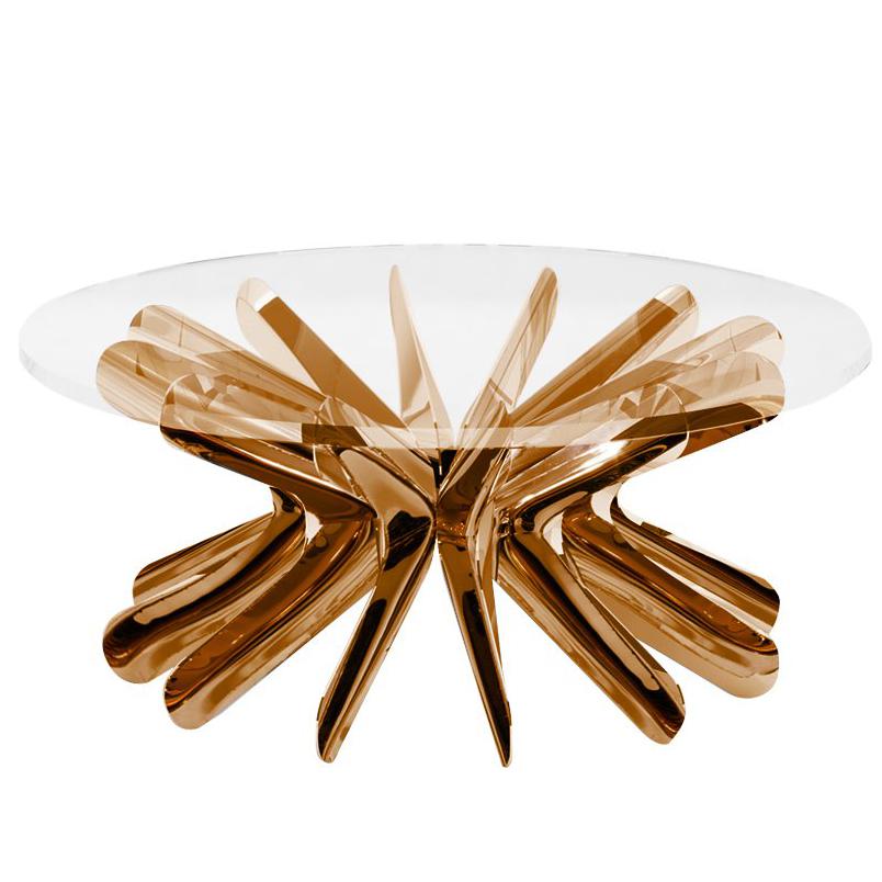 Limited Edition Small Steel in Rotation Coffee Table in Lacquered Copper, Zieta For Sale