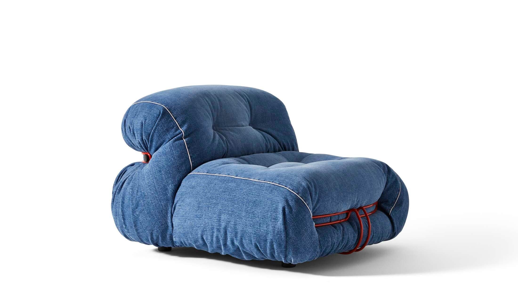Limited Edition Soriana Denim Armchair by Afra & Tobia for Cassina, Italy - new In New Condition In Berlin, DE