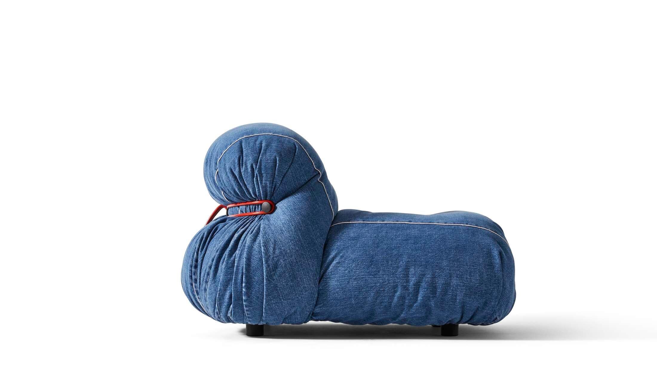 Contemporary Limited Edition Soriana Denim Armchair by Afra & Tobia for Cassina, Italy - new