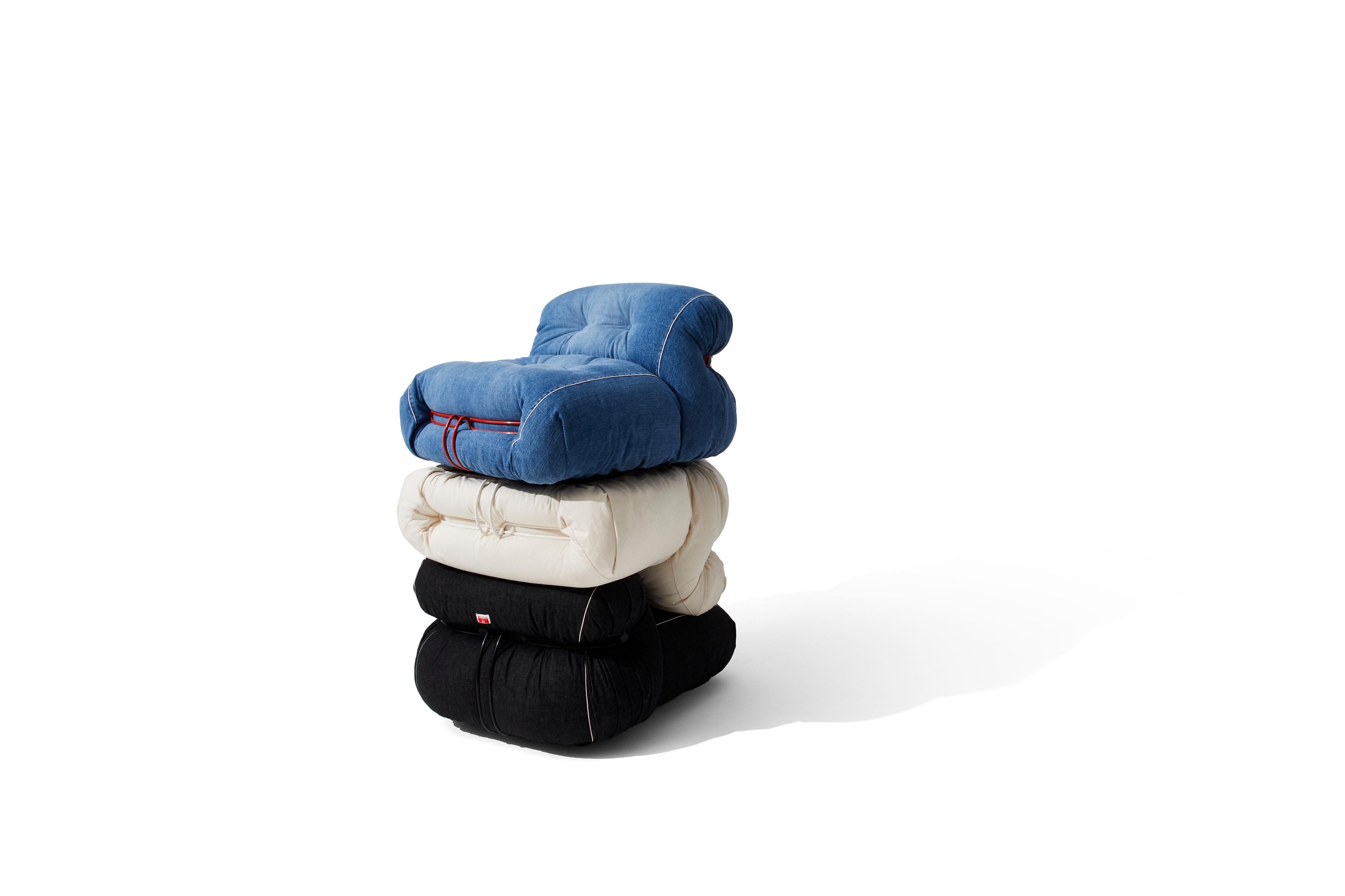 Limited Edition Soriana Denim Armchair by Afra & Tobia Scarpa for Cassina 4