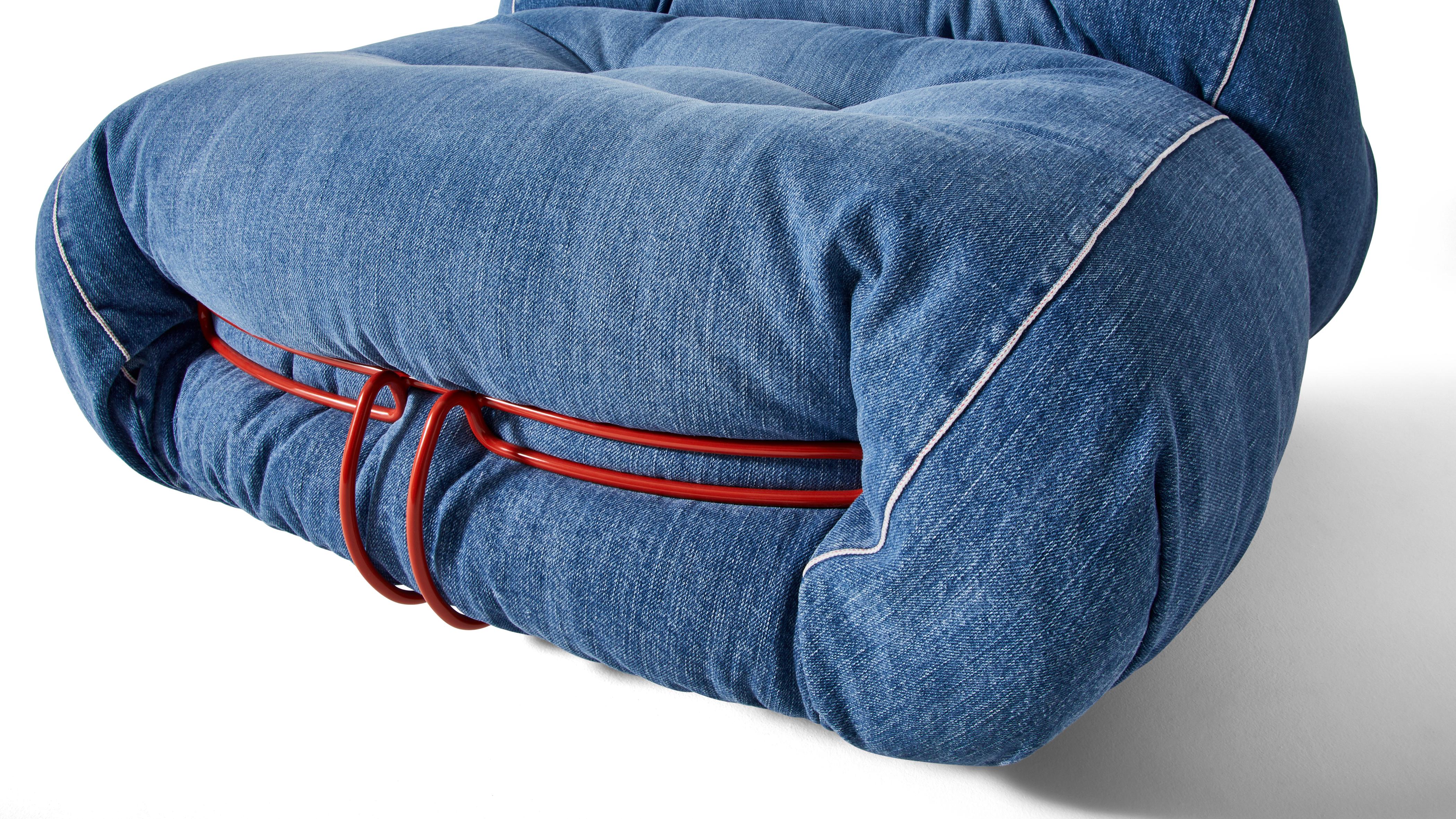 Limited Edition Soriana Denim Armchair by Afra & Tobia Scarpa for Cassina For Sale 4