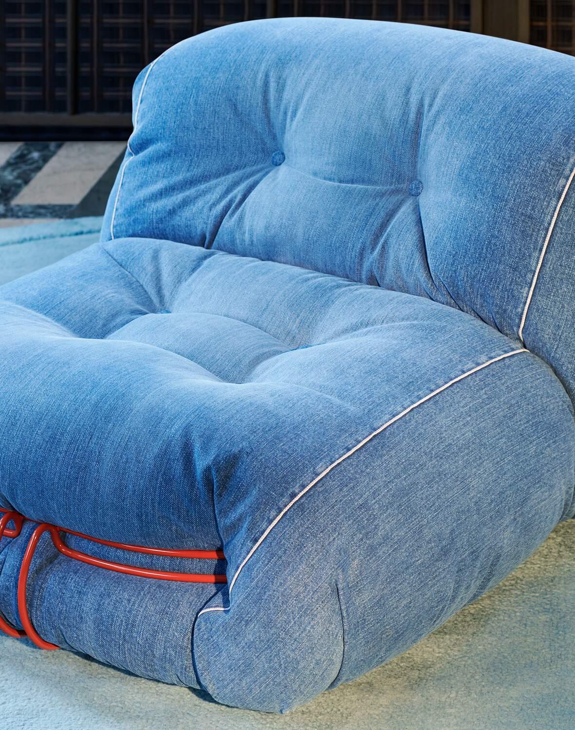 Limited Edition Soriana Denim Armchair by Afra & Tobia Scarpa for Cassina For Sale 8