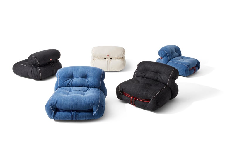 Limited Edition Soriana Denim Armchair by Afra & Tobia Scarpa for Cassina For Sale 11