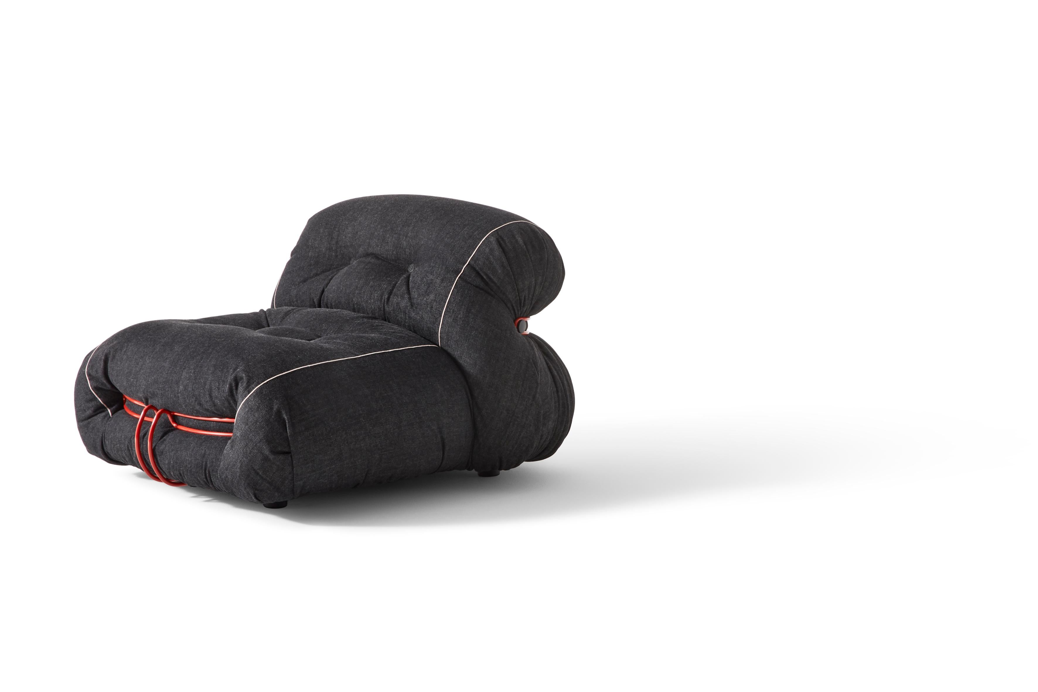 Mid-Century Modern Limited Edition Soriana Denim Armchair by Afra & Tobia Scarpa for Cassina