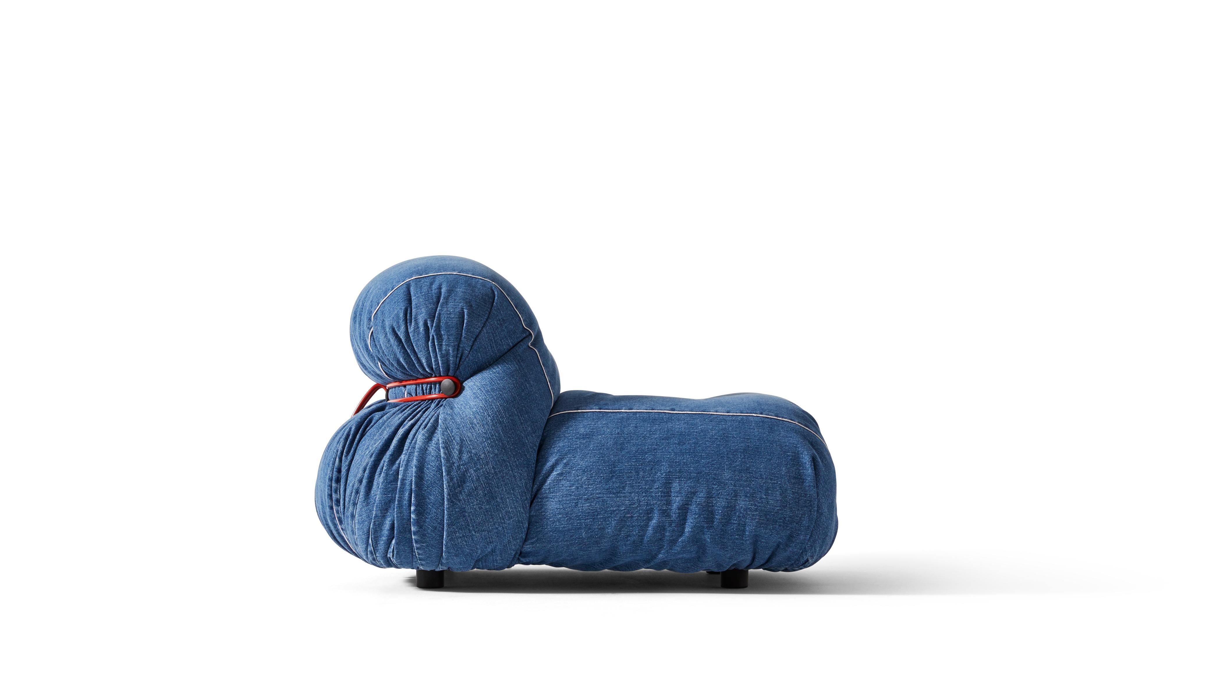 Italian Limited Edition Soriana Denim Armchair by Afra & Tobia Scarpa for Cassina