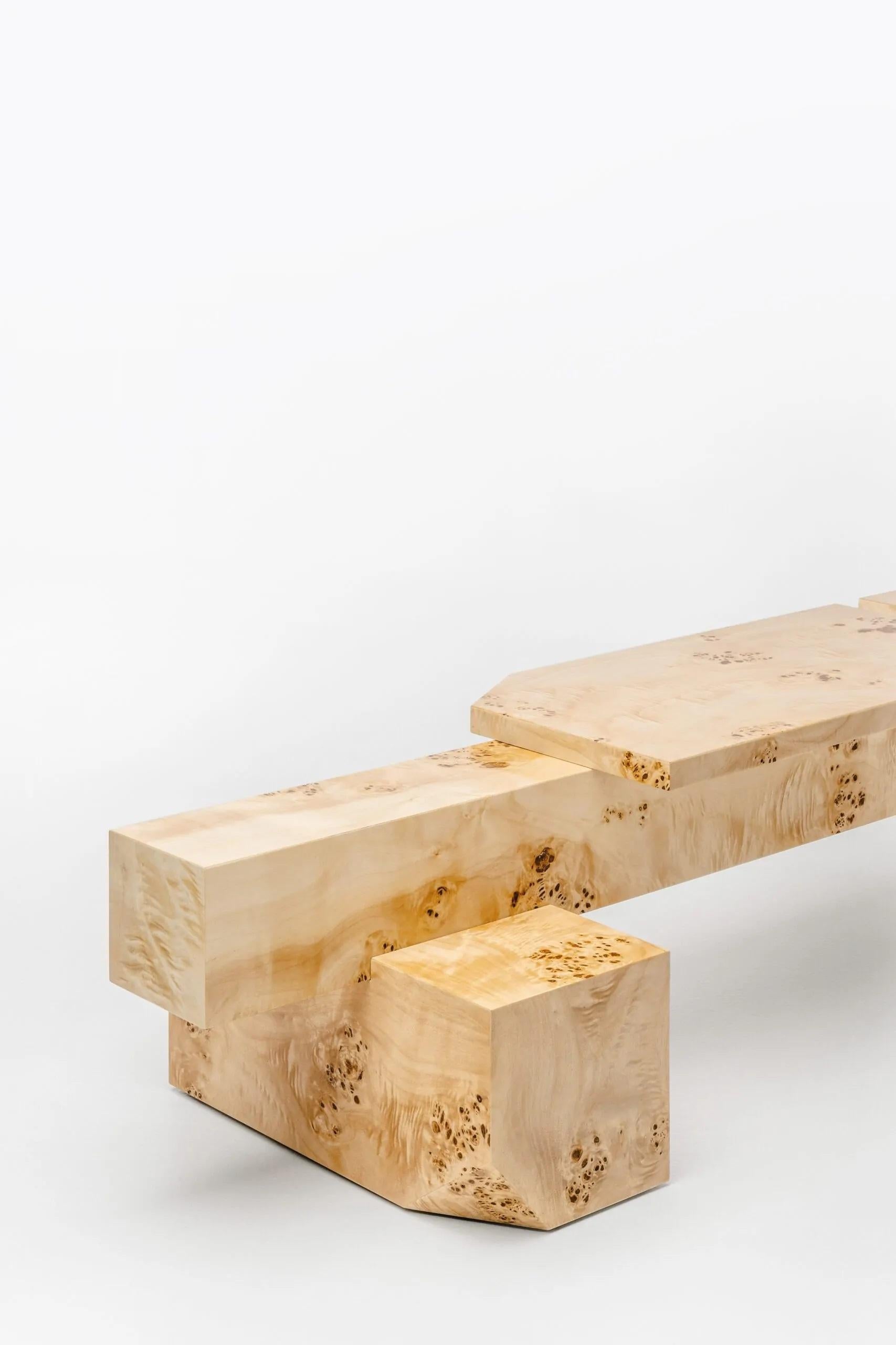 Postmoderne Banc SSB01W édition limitée en MDF avec placage en loupe de peuplier par sashaxsasha en vente