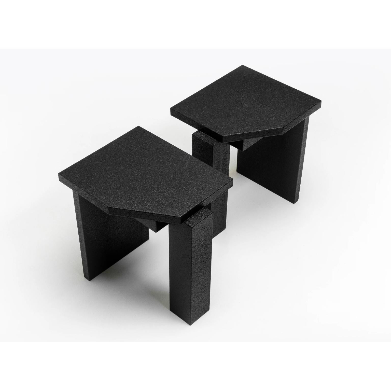 Post-Modern Limited Edition SSS01B Black Stool in MDF with Resin Coating by sashaxsasha For Sale