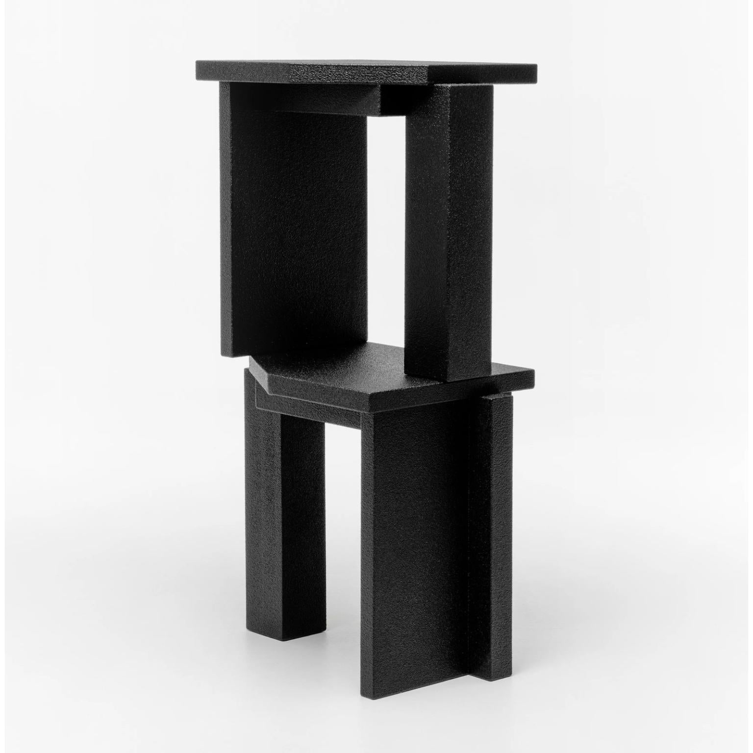 French Limited Edition SSS01B Black Stool in MDF with Resin Coating by sashaxsasha For Sale