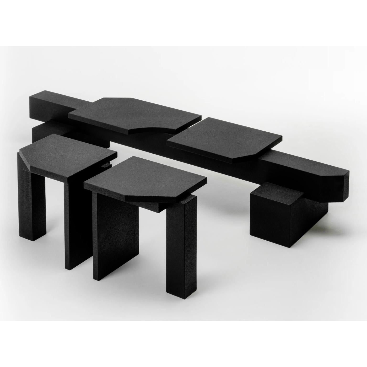 Limited Edition SSS01B Black Stool in MDF with Resin Coating by sashaxsasha In New Condition For Sale In Geneve, CH