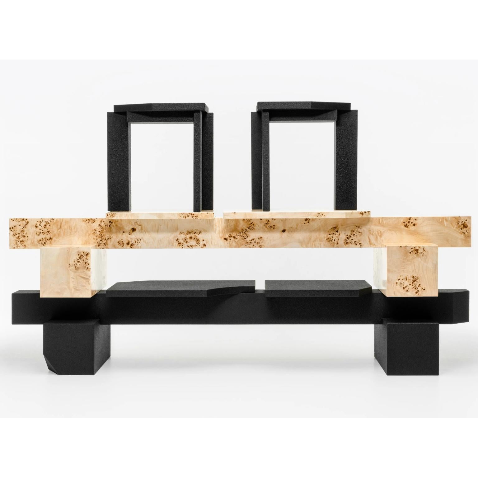 Other Limited Edition SSS01B Black Stool in MDF with Resin Coating by sashaxsasha For Sale