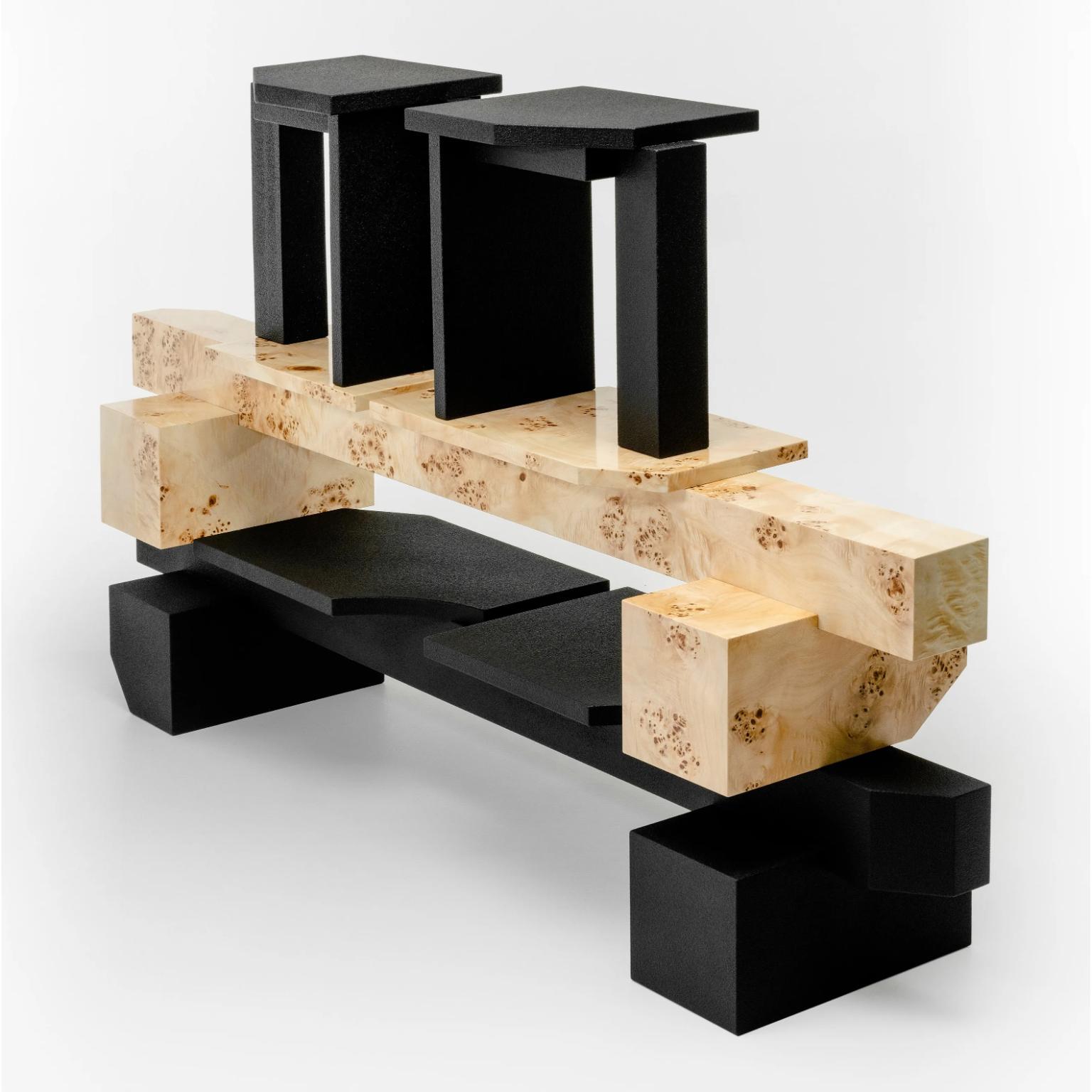 Limited Edition SSS01B Black Stool in MDF with Resin Coating by sashaxsasha For Sale 1