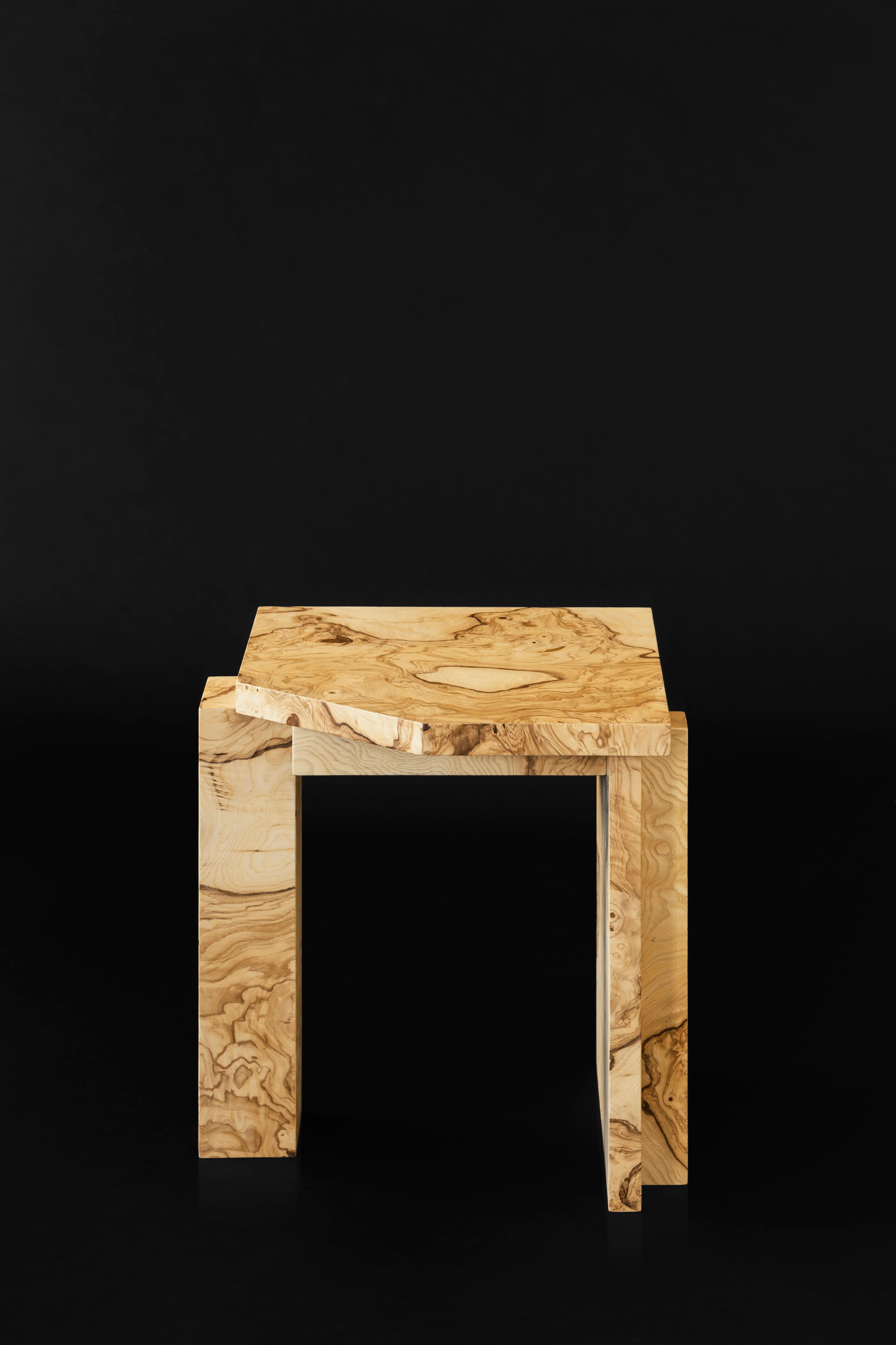 Limited Edition SSS01W Stool in MDF with Ash Root Veneer by sashaxsasha For Sale 6