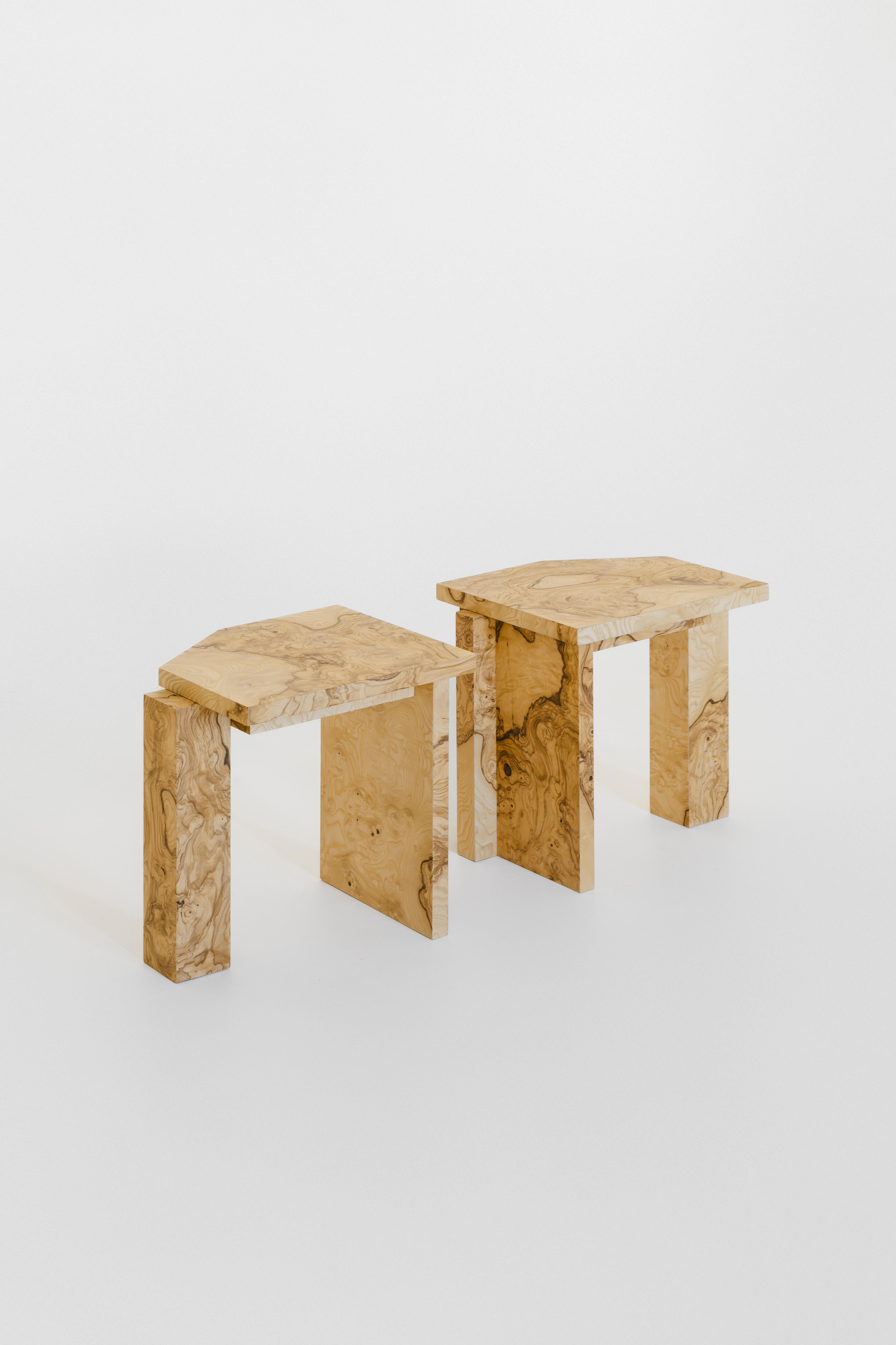 Other Limited Edition SSS01W Stool in MDF with Ash Root Veneer by sashaxsasha For Sale