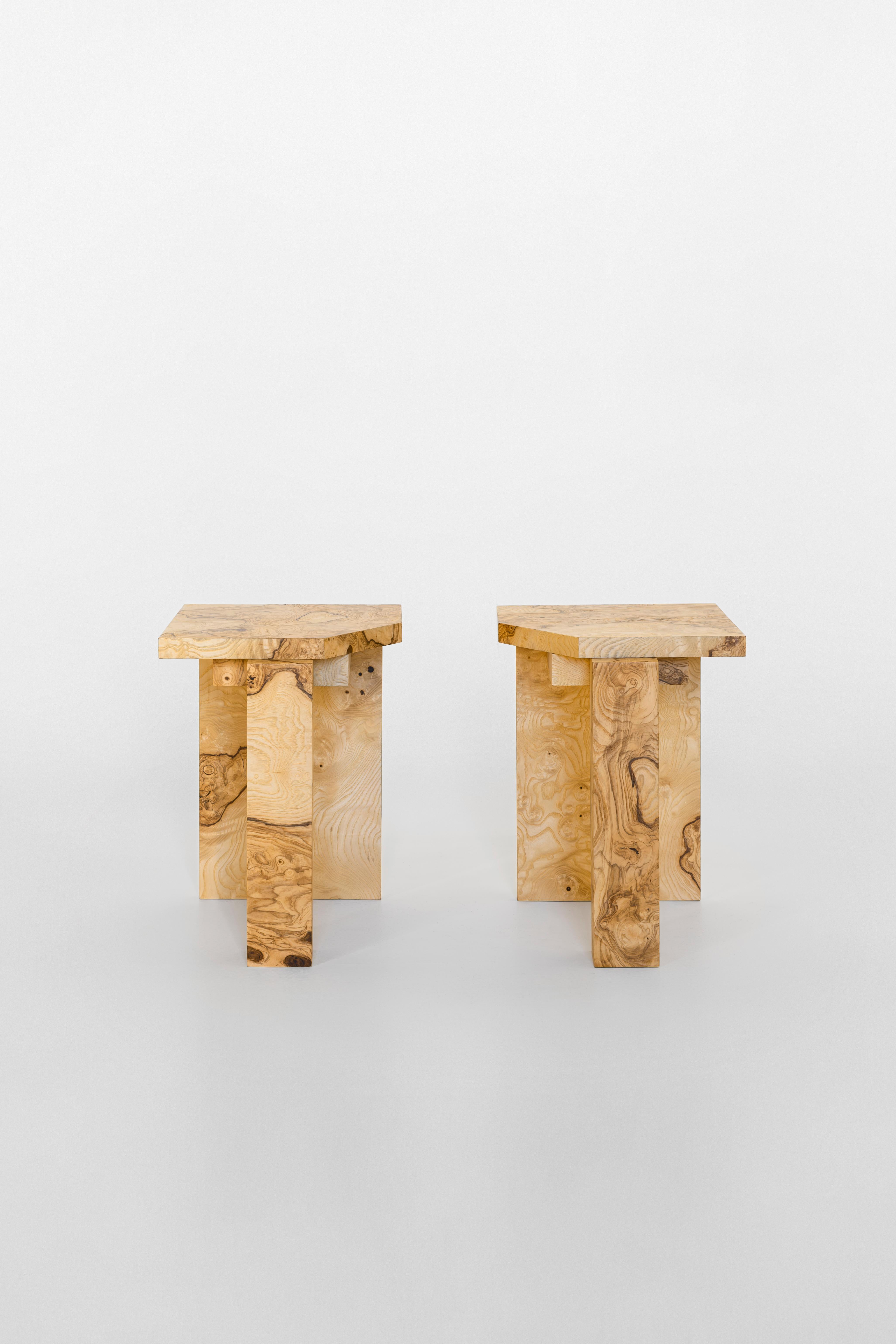Other Limited Edition SSS01W Stool in MDF with Lacewood Veneer by sashaxsasha For Sale