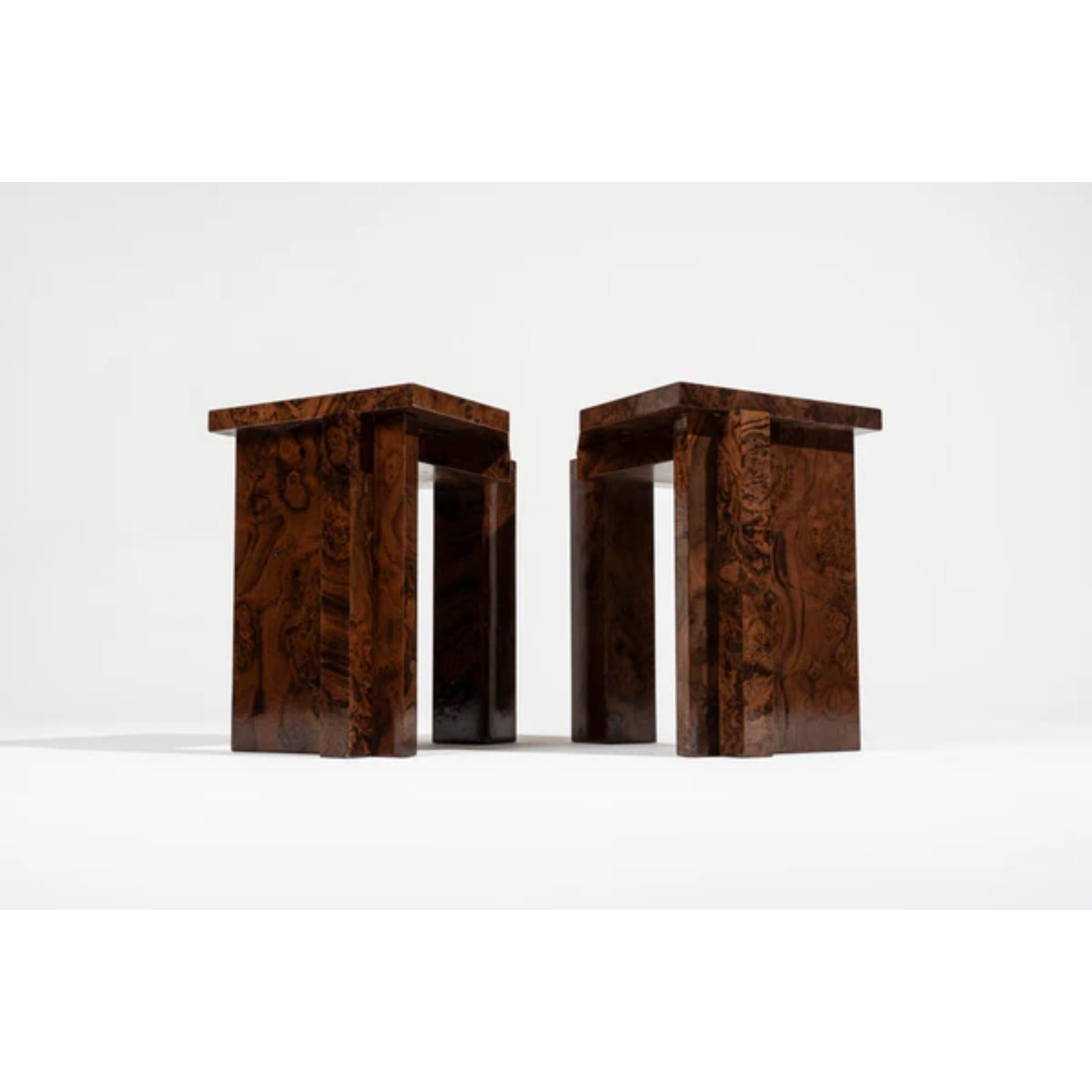 Limited Edition SSS01W Stool in MDF with Walnut Burl Veneer by sashaxsasha For Sale 6