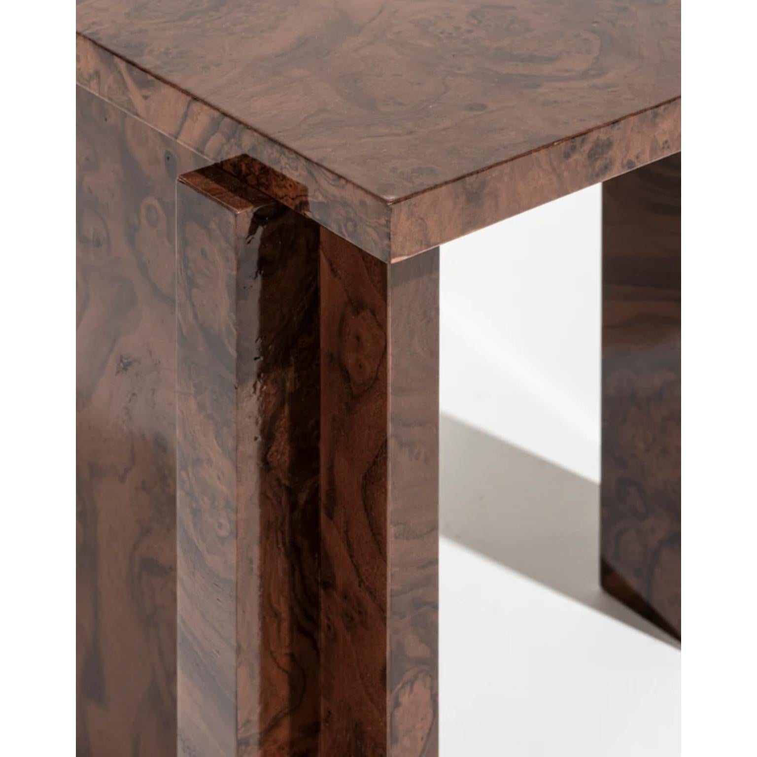 Post-Modern Limited Edition SSS01W Stool in MDF with Walnut Burl Veneer by sashaxsasha For Sale