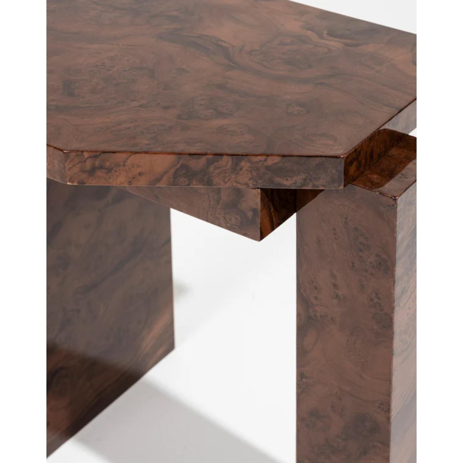 Limited Edition SSS01W Stool in MDF with Walnut Burl Veneer by sashaxsasha In New Condition For Sale In Geneve, CH