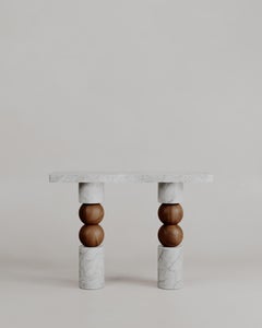 Limited Edition, Stacked Spheres Walnut Marble Perle Console By Esther Knopfler