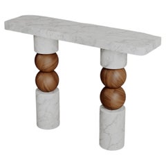 Limited Edition, Stacked Spheres Walnut Marble Perle Console By Esther Knopfler