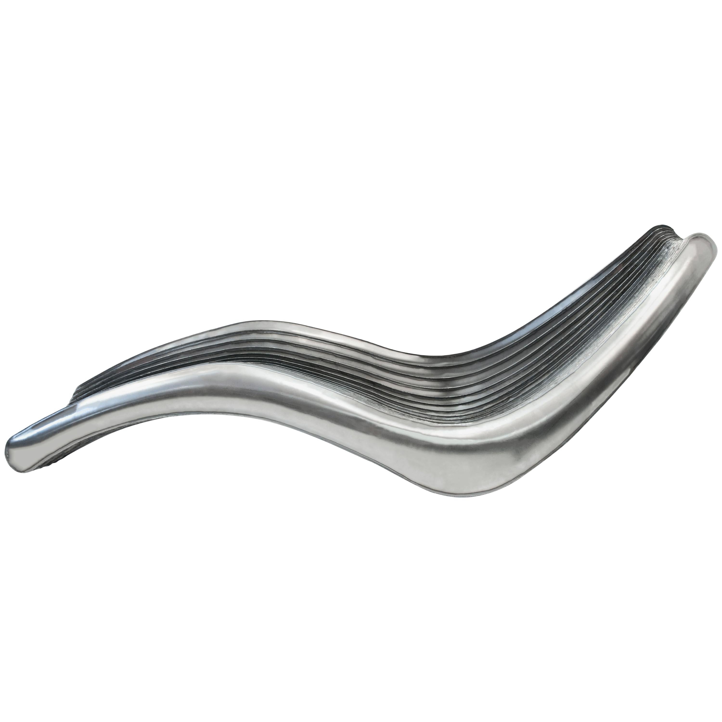 Limited Edition Steel in Rotation Chaise Lounge in Polished Stainless Steel For Sale