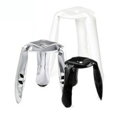In Stock in Los Angeles, Limited Edition Stool in Polished Stainless Steel