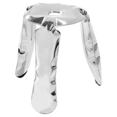 In Stock in Los Angeles, Limited Edition Stool in Polished Stainless Steel