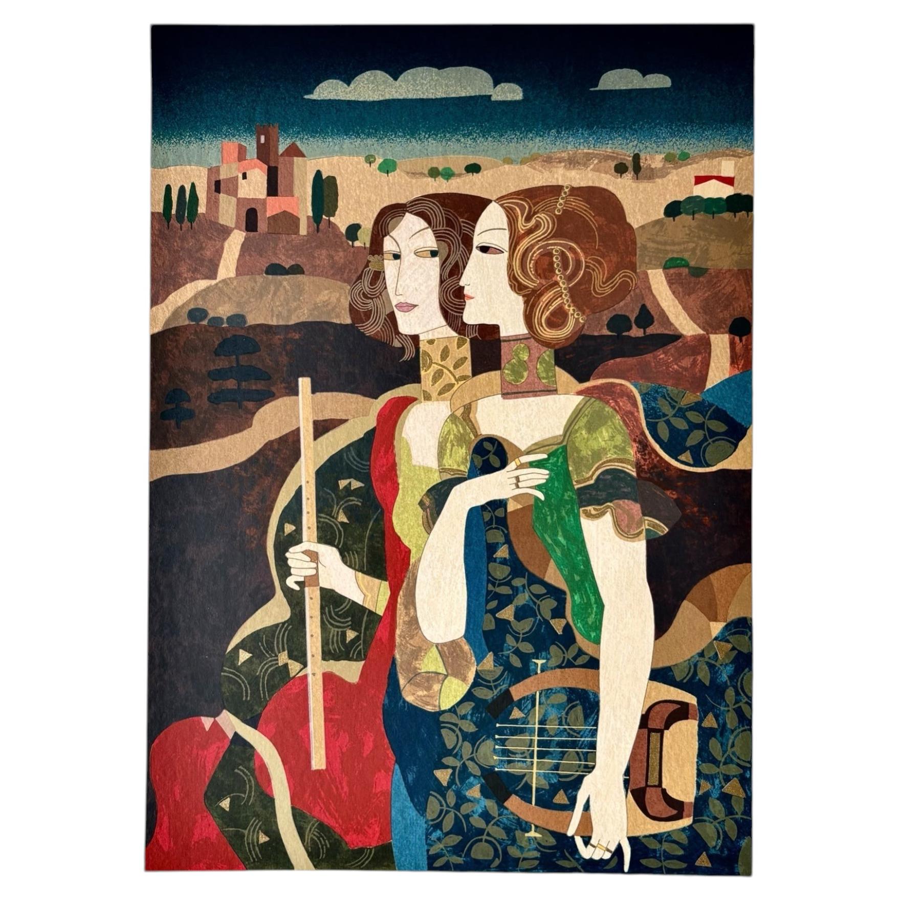 Limited Edition Surrealist Tempera Serigraph by Gian Maria Ciferri, Italy 1970s
