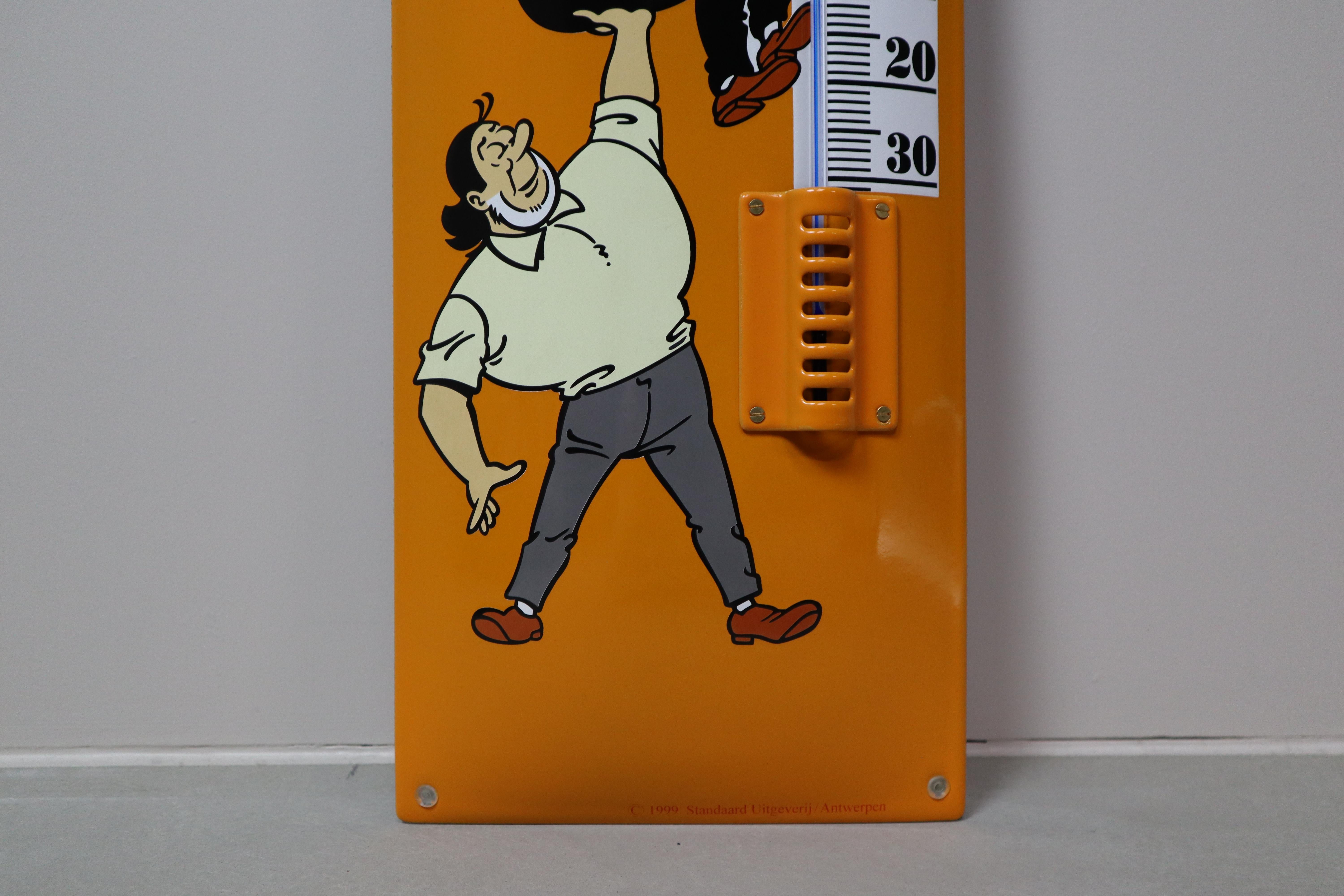 Limited Edition Suske en Wiske Enamel Thermometer – 1999 Orange Variant In Excellent Condition For Sale In Langemark-Poelkapelle, BE