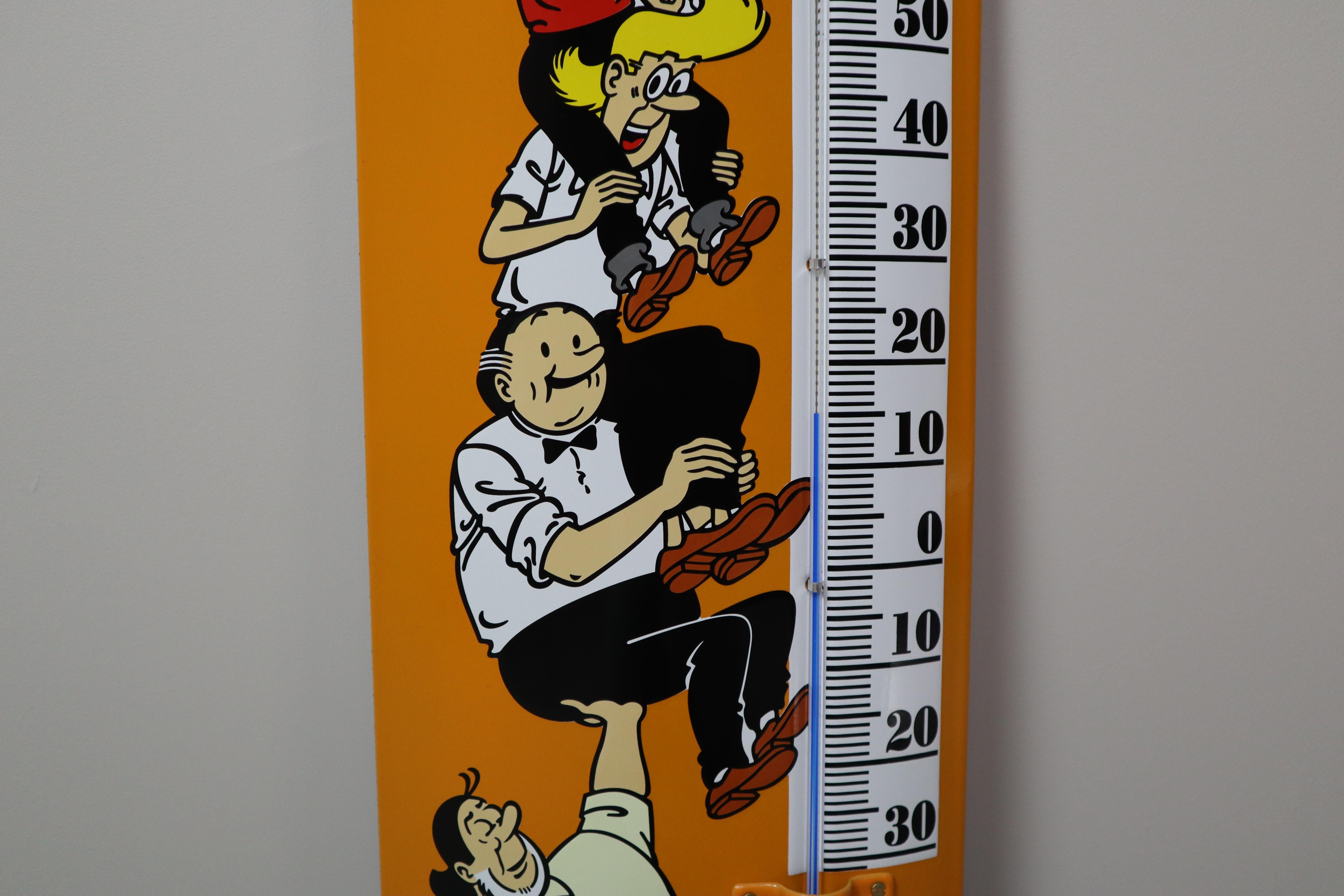 Late 20th Century Limited Edition Suske en Wiske Enamel Thermometer – 1999 Orange Variant For Sale