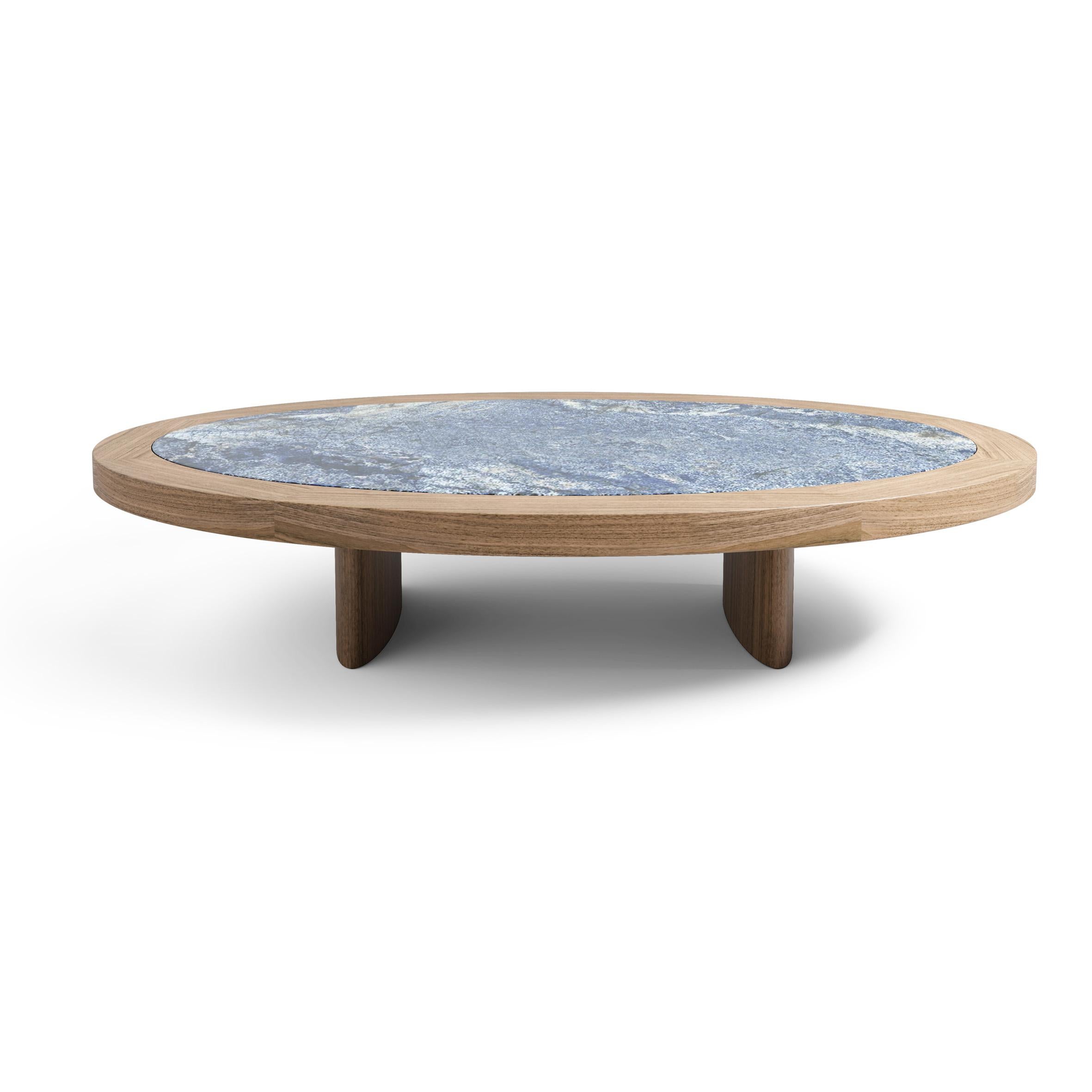 Mid-Century Modern Limited Edition Table Monta in Wood and Blue Granite by Charlotte Perriand For Sale