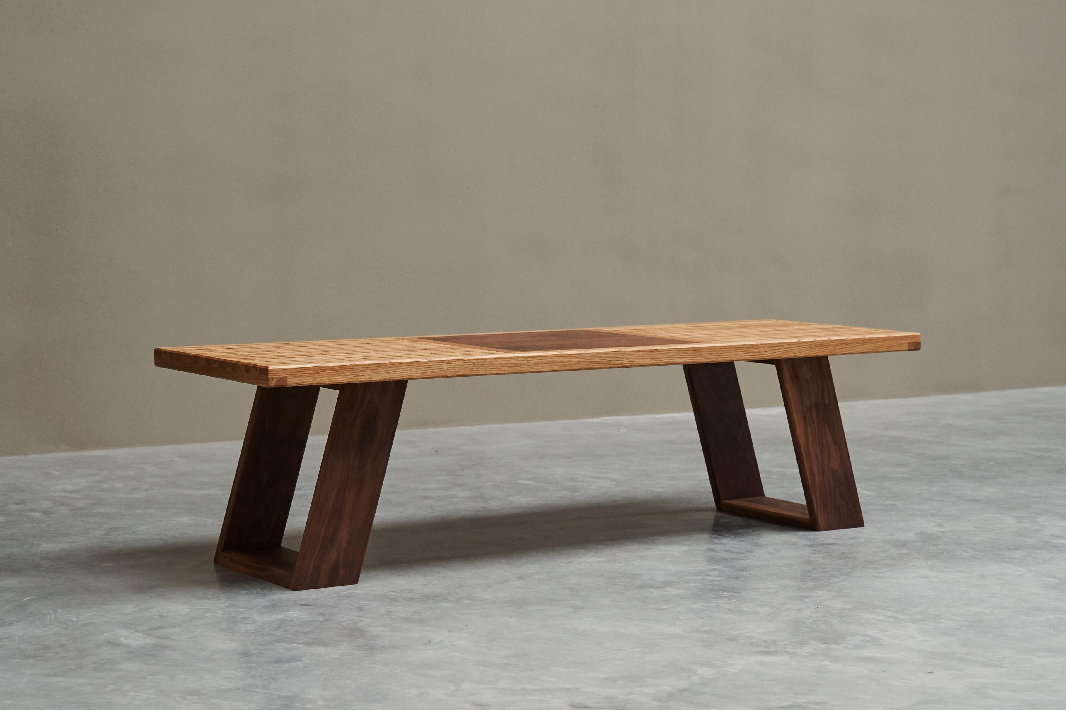 Limited Edition Table or Bench in Solid Oak and Walnut by '1337 Furniture' For Sale 5