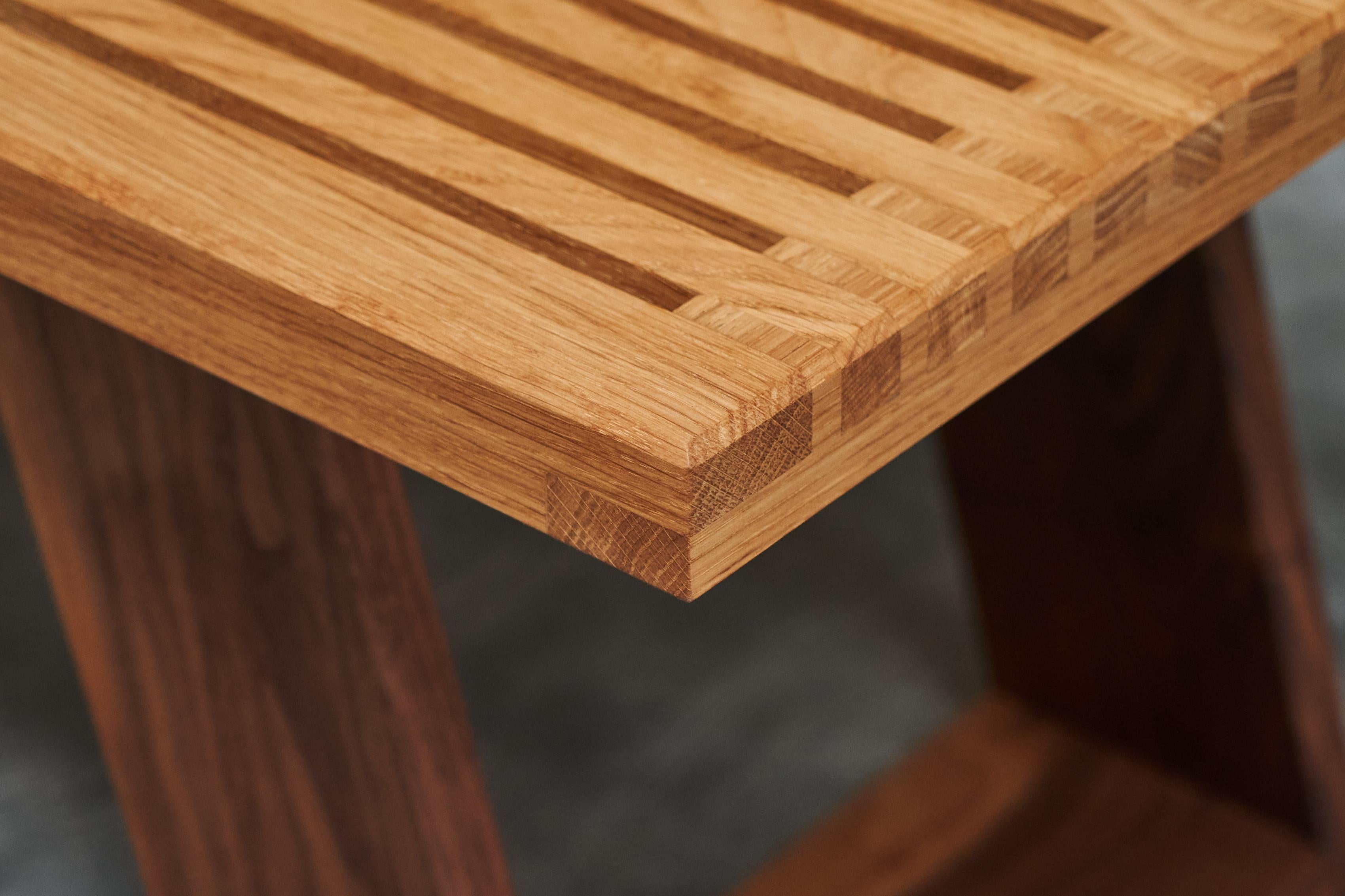 Limited Edition Table or Bench in Solid Oak and Walnut by '1337 Furniture' For Sale 7