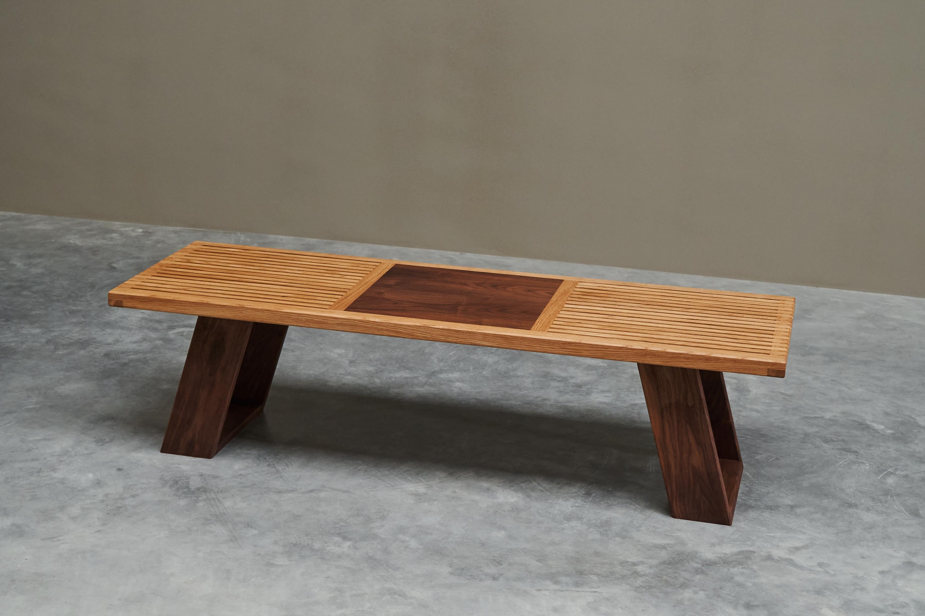 Limited Edition Table or Bench in Solid Oak and Walnut by '1337 Furniture' For Sale 8