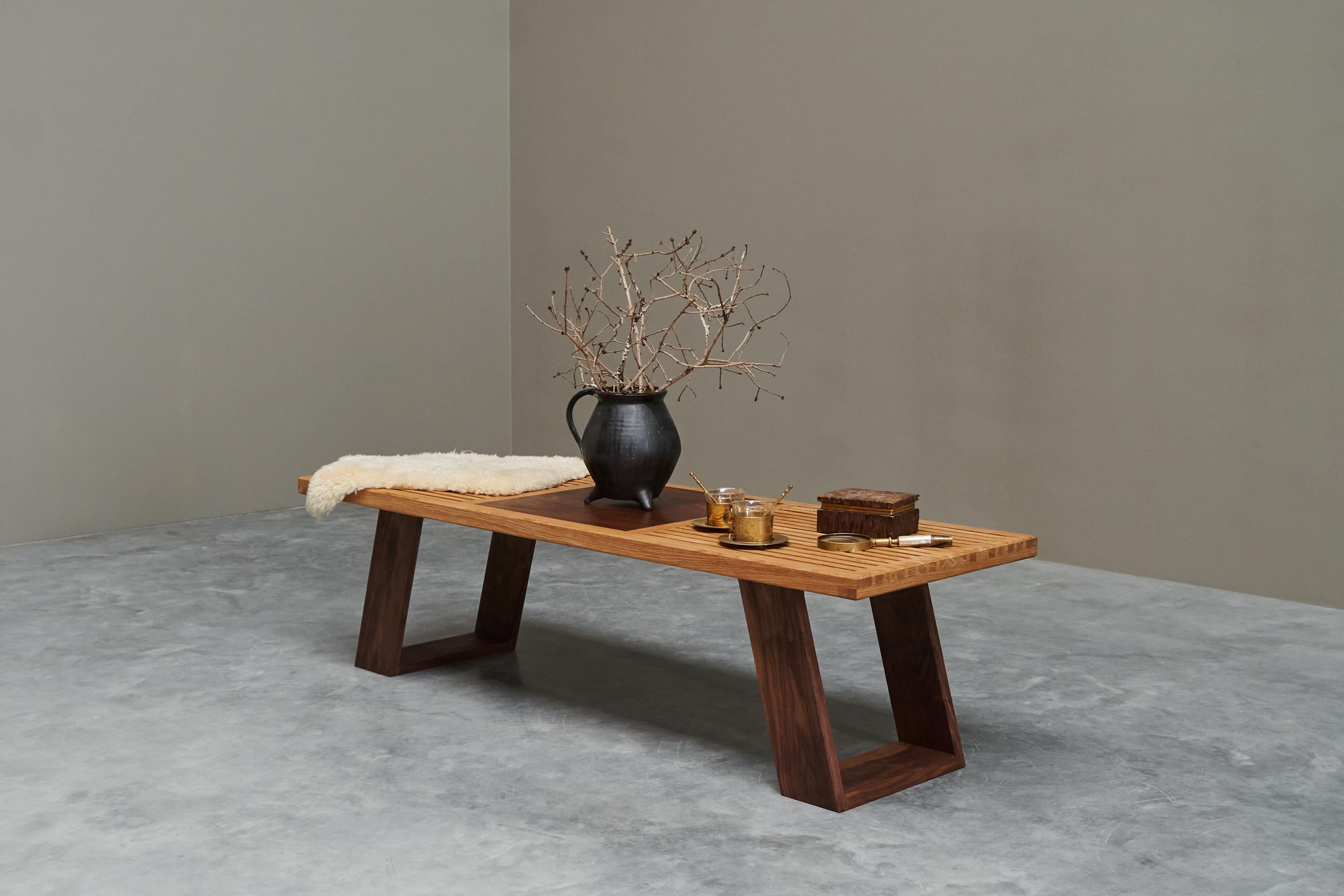 Limited Edition Table or Bench in Solid Oak and Walnut by '1337 Furniture' For Sale 10