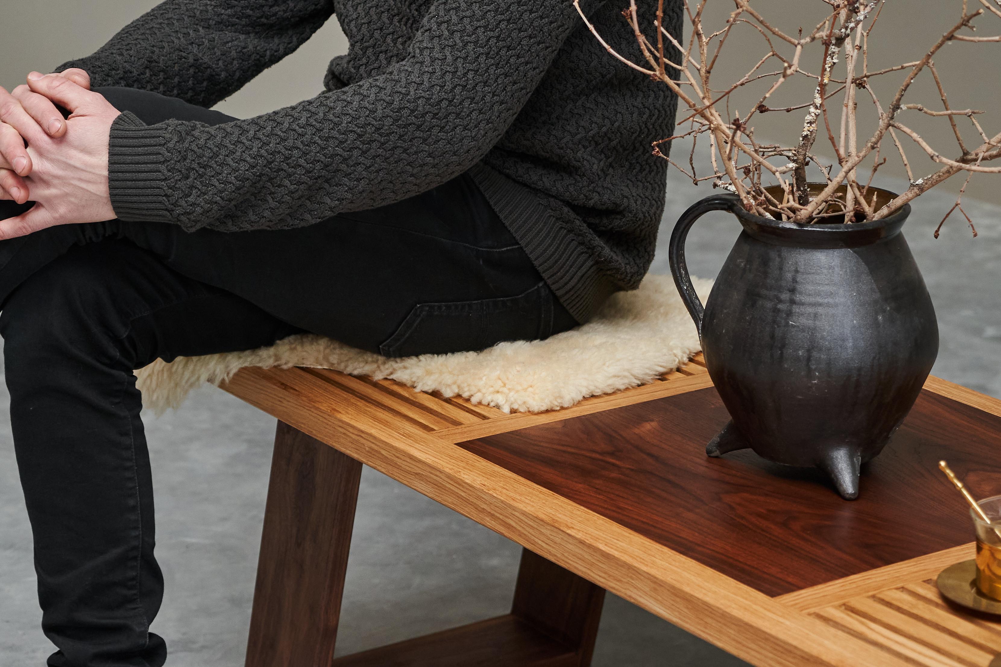 Limited Edition Table or Bench in Solid Oak and Walnut by '1337 Furniture' For Sale 11