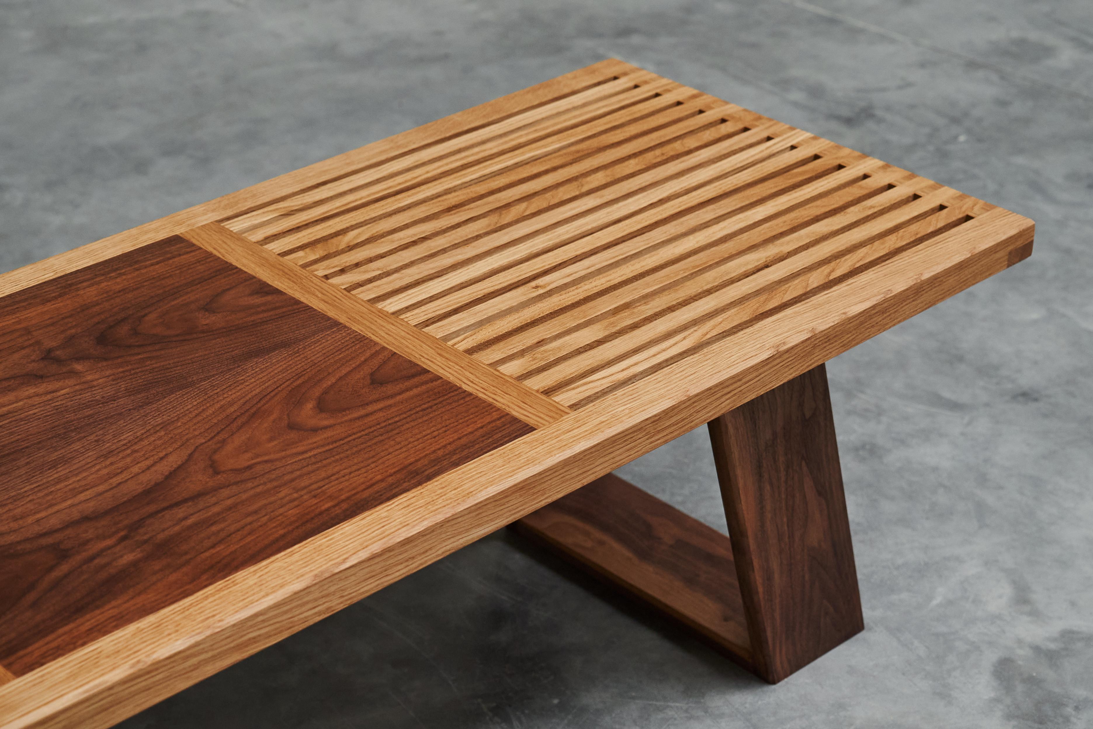 Mid-Century Modern Limited Edition Table or Bench in Solid Oak and Walnut by '1337 Furniture' For Sale