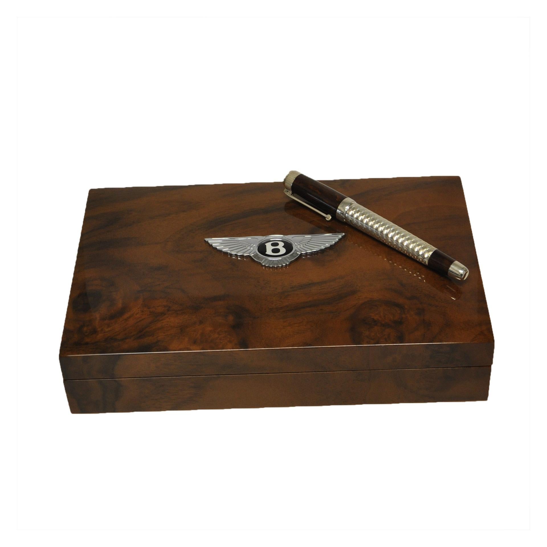 Limited edition Tibaldi for Bentley Mulsanne Dark stained Varvona fountain pen in sterling silver with 18k nib 37/ 90. Made in Italy. New, complete with presentation box and papers.
