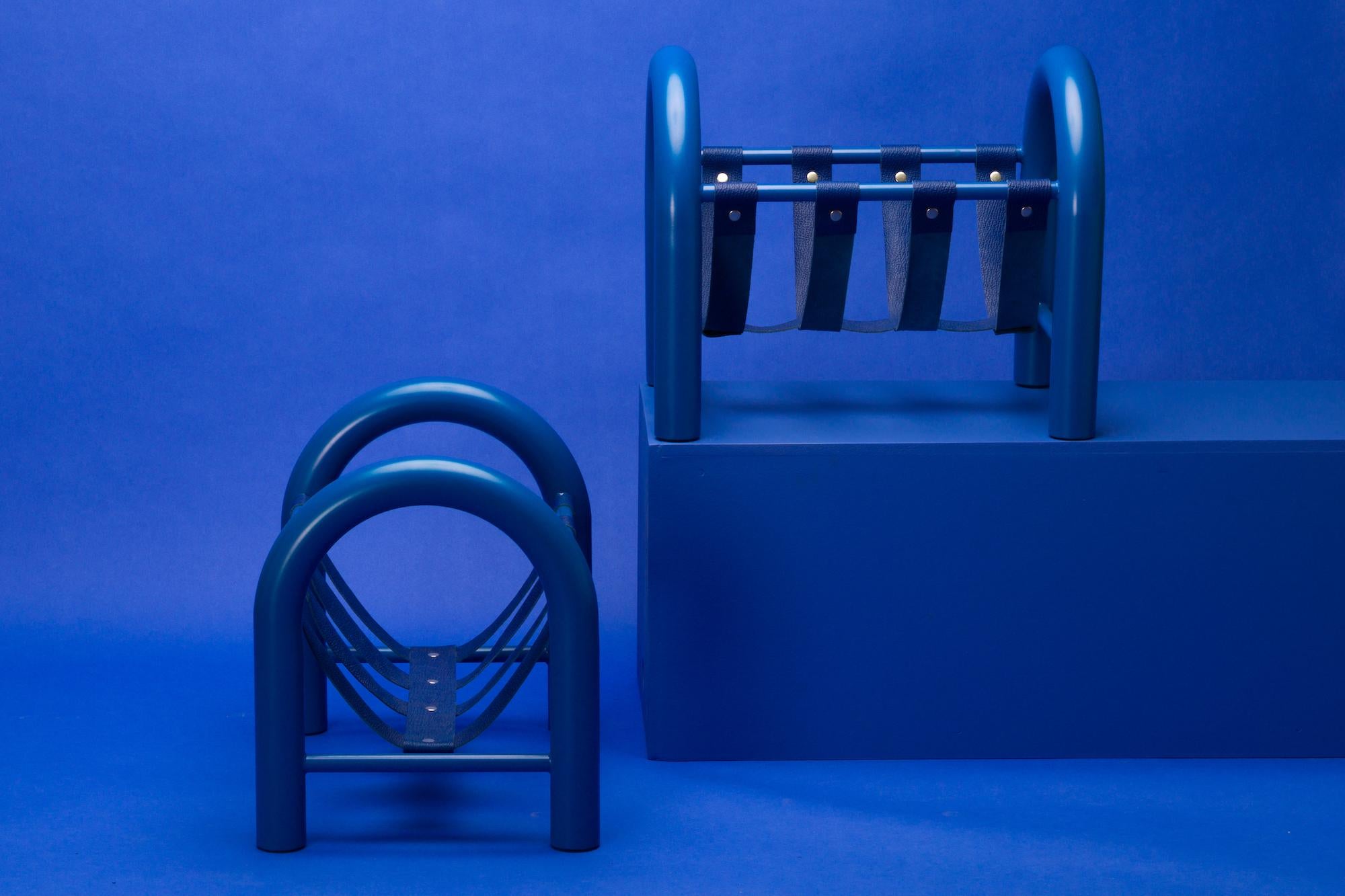 Post-Modern Limited Edition Tubular Magazine Rack by Another Human, Blue