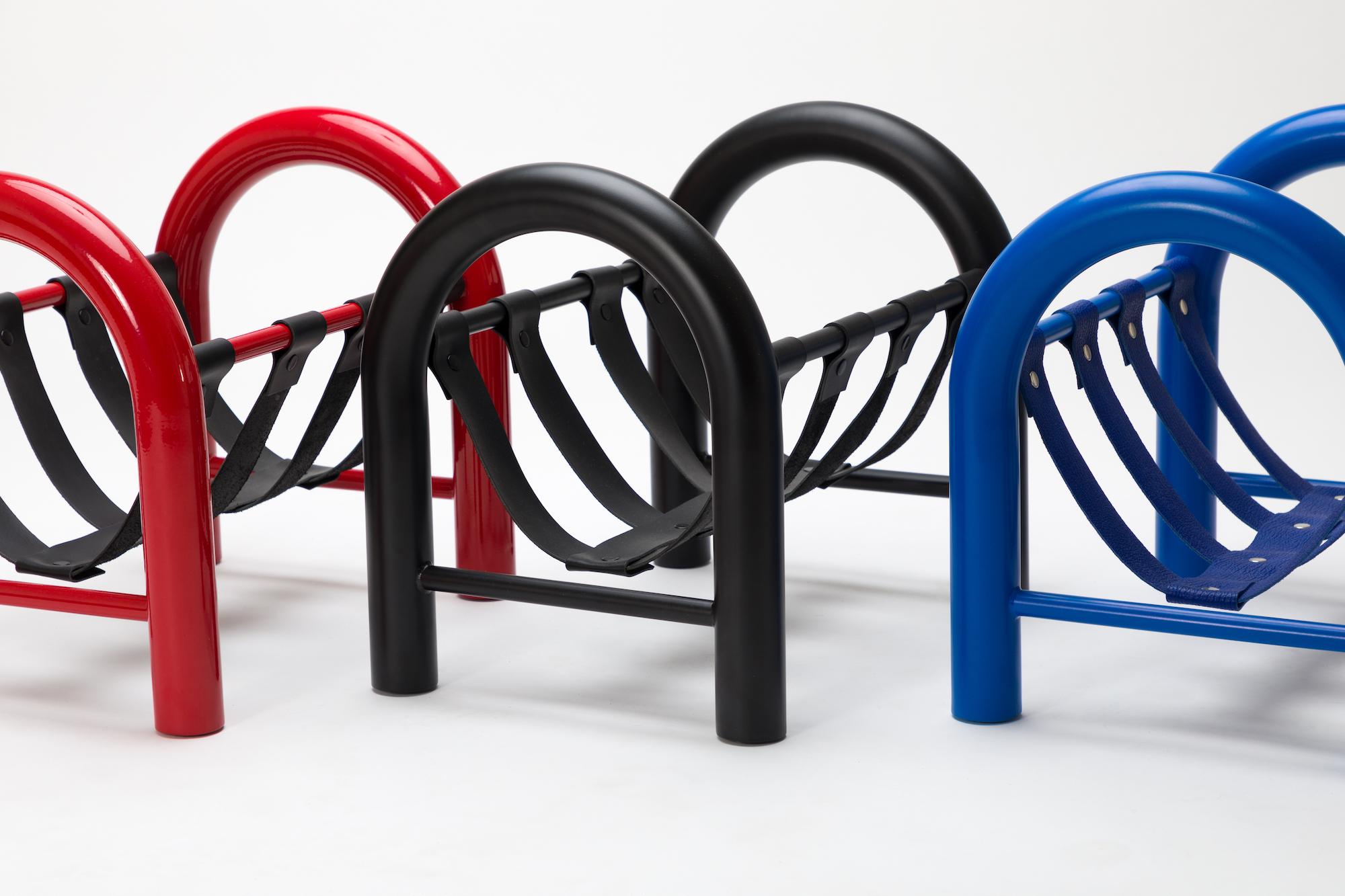 Powder-Coated Limited Edition Tubular Magazine Rack by Another Human, Blue